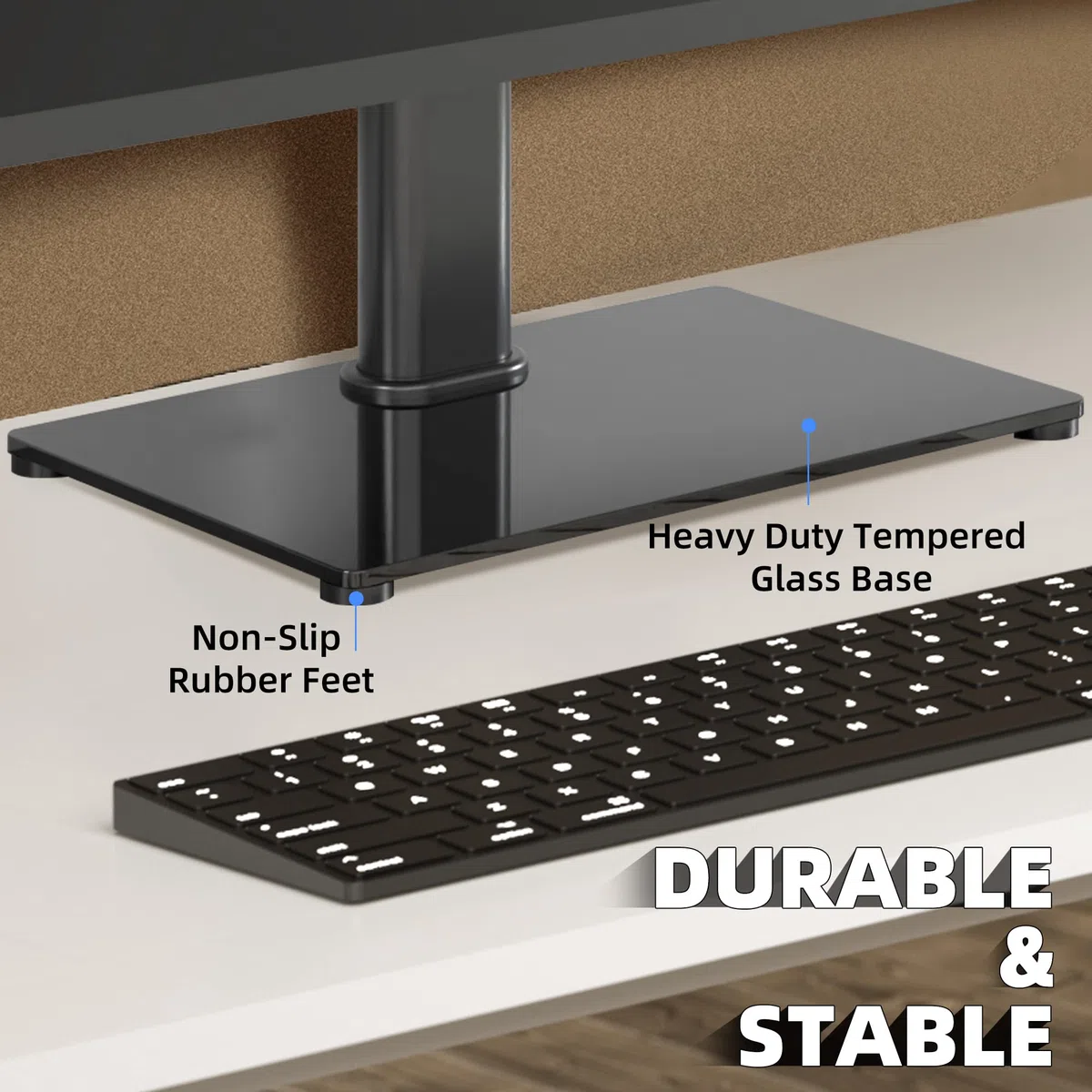 XINLEI Supporto per TV Universale, Supporto da Tavolo per TV LCD/LED da 17-43 Pollici Fino a 88 libbre, Supporto per Monitor Regolabile in Altezza con Base in Vetro Temperato VESA 200x200mm, TS103