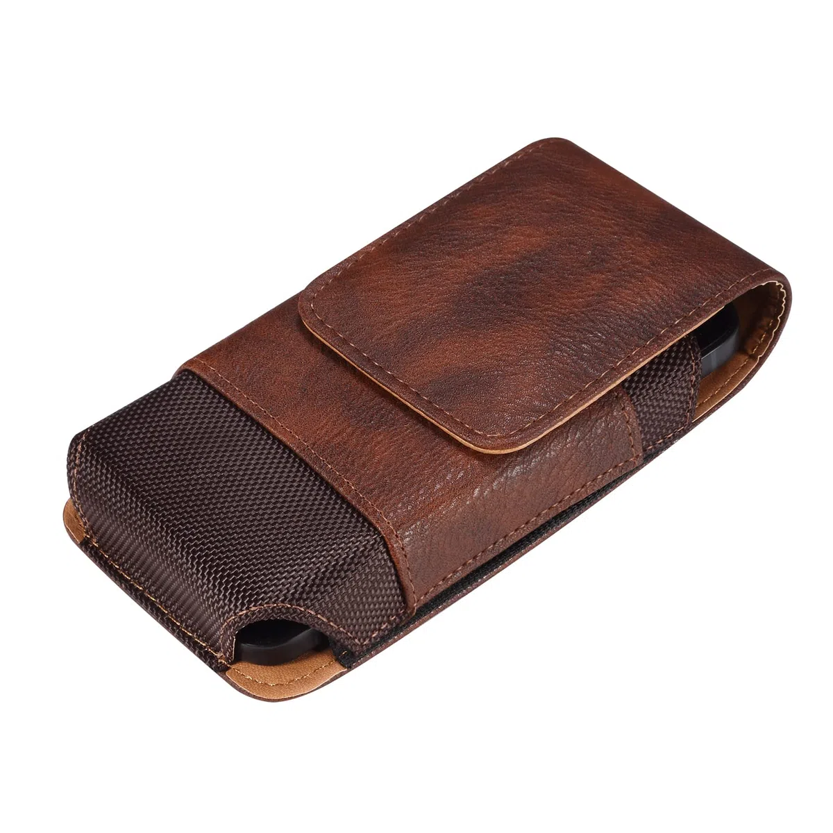 Borsa da Cintura Pelle per Cellulare Uomo, Sacchetto Clip Cintura per Telefono Nero, Verticale Custodia Clip da Cintura per Carte Cellulare Borsello Telefono Pochette Portafoglio Borsa con Portacarte