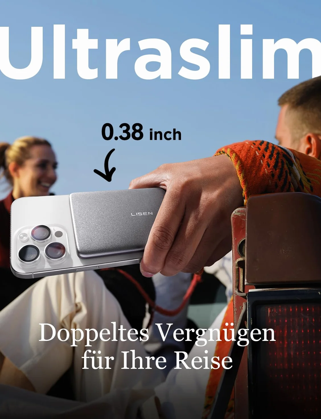 LISEN Powerbank MagSafe Slim Magnetica, Ricarica Rapida Qi2.0 15W 5000mAh Ultraleggera 106g, Powerbank Wireless per iPhone, Ricarica Induttiva, Custodia per Batteria del Telefono per iPhone 17e 16 Pro