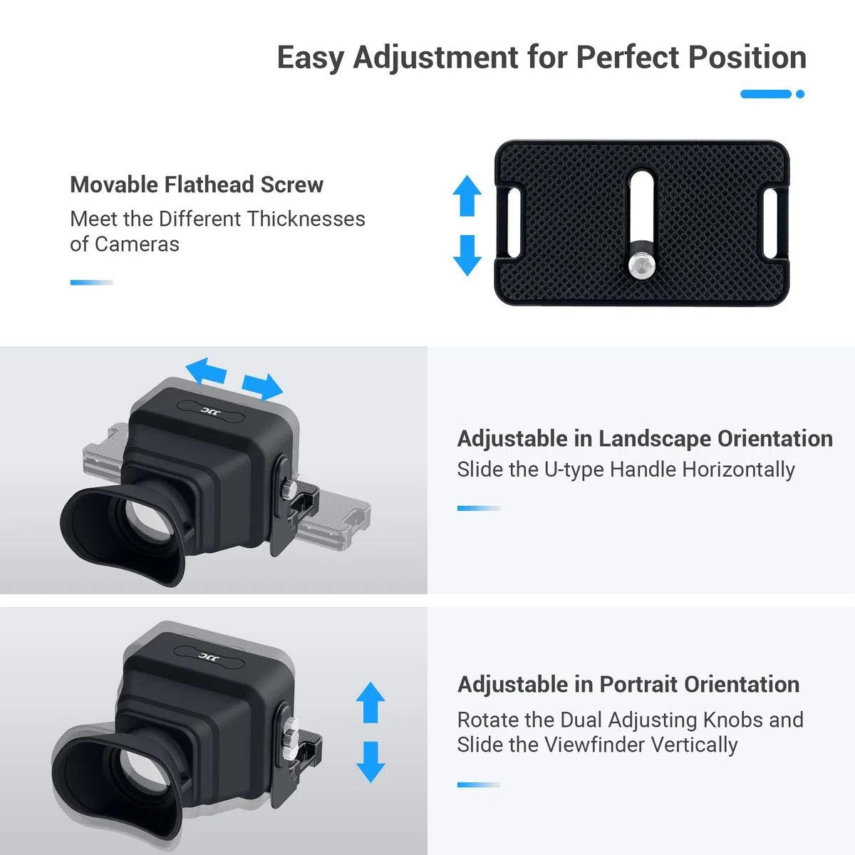 JJC Mirino LCD per Fotocamera Con Ingrandimento 3X, Piastra a Sgancio Rapido Tipo Arca, Lente d'Ingrandimento per Schermo, Cappuccio Parasole per DSLR/SLR