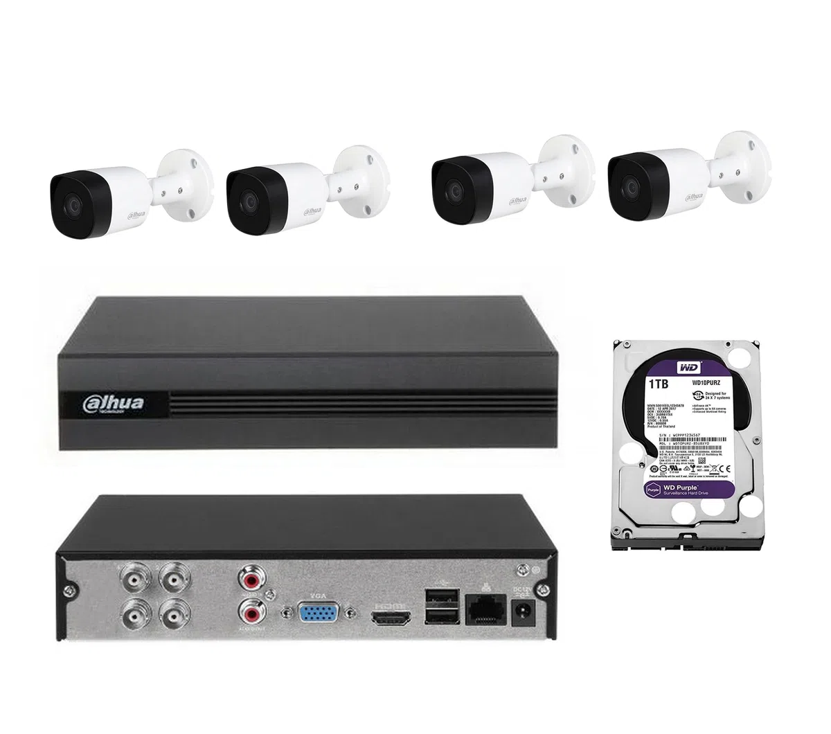 EZ-IP DAHUA CCTV KIT DVR 5MP Impermeabile Bullet Camera 2.8mm Obiettivo fisso fino a 20M IR - HAC-B2A51 - XVR1B04H