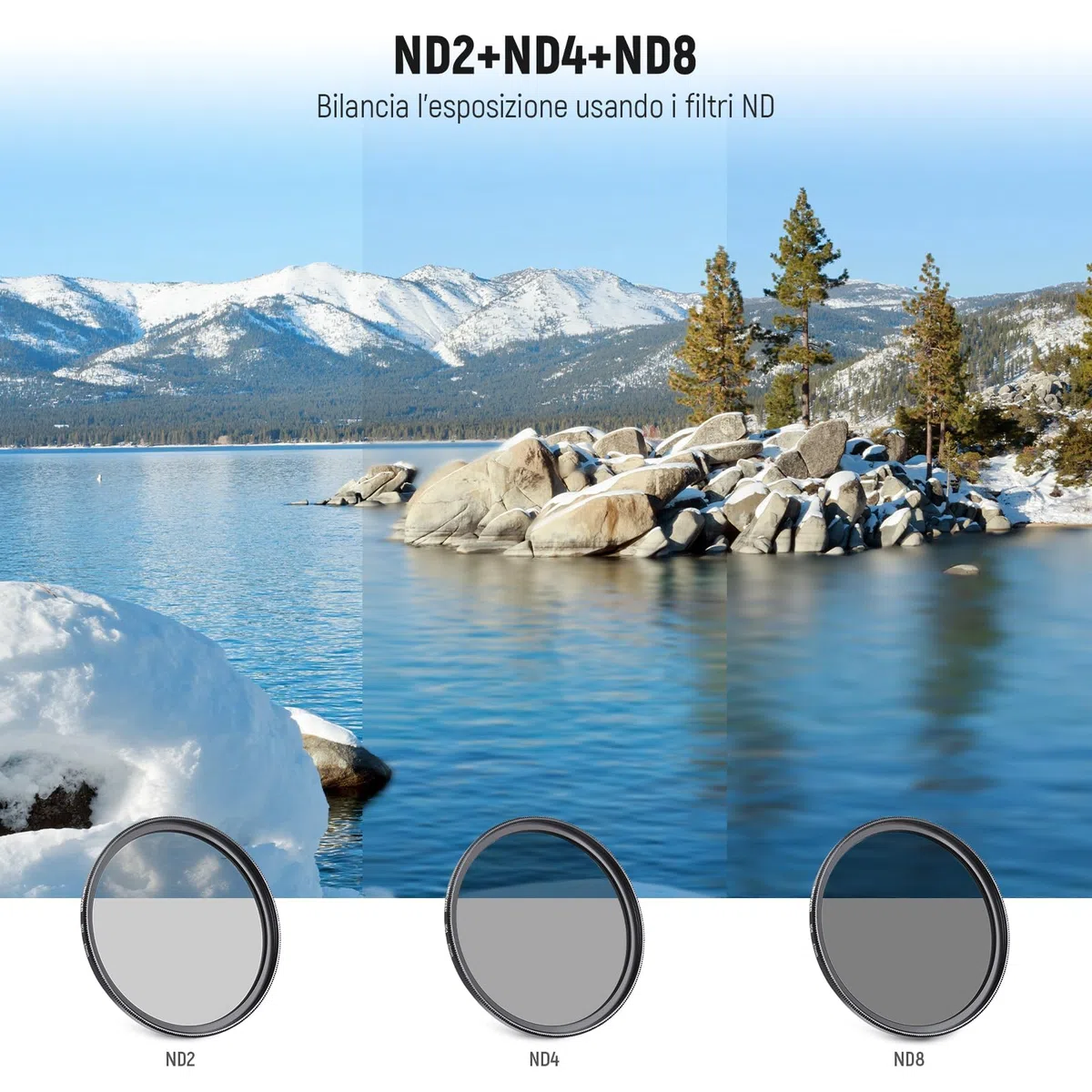 NEEWER Kit di filtri per lenti da 67 mm: UV, CPL, FLD, ND2, ND4, ND8, Parasole e copriobiettivo compatibili con Canon Nikon Sony Panasonic DSLR fotocamere con obiettivo 67 mm