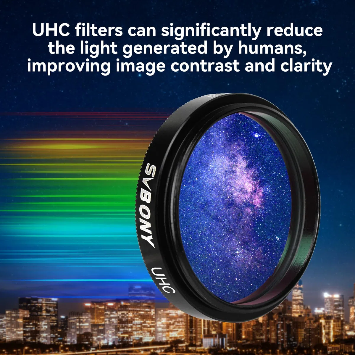 Svbony Filtro telescopico da 1,25 pollici con lente ottica ad alto contrasto Filtro UHC Telaio in alluminio Telescopio oculare Filtro