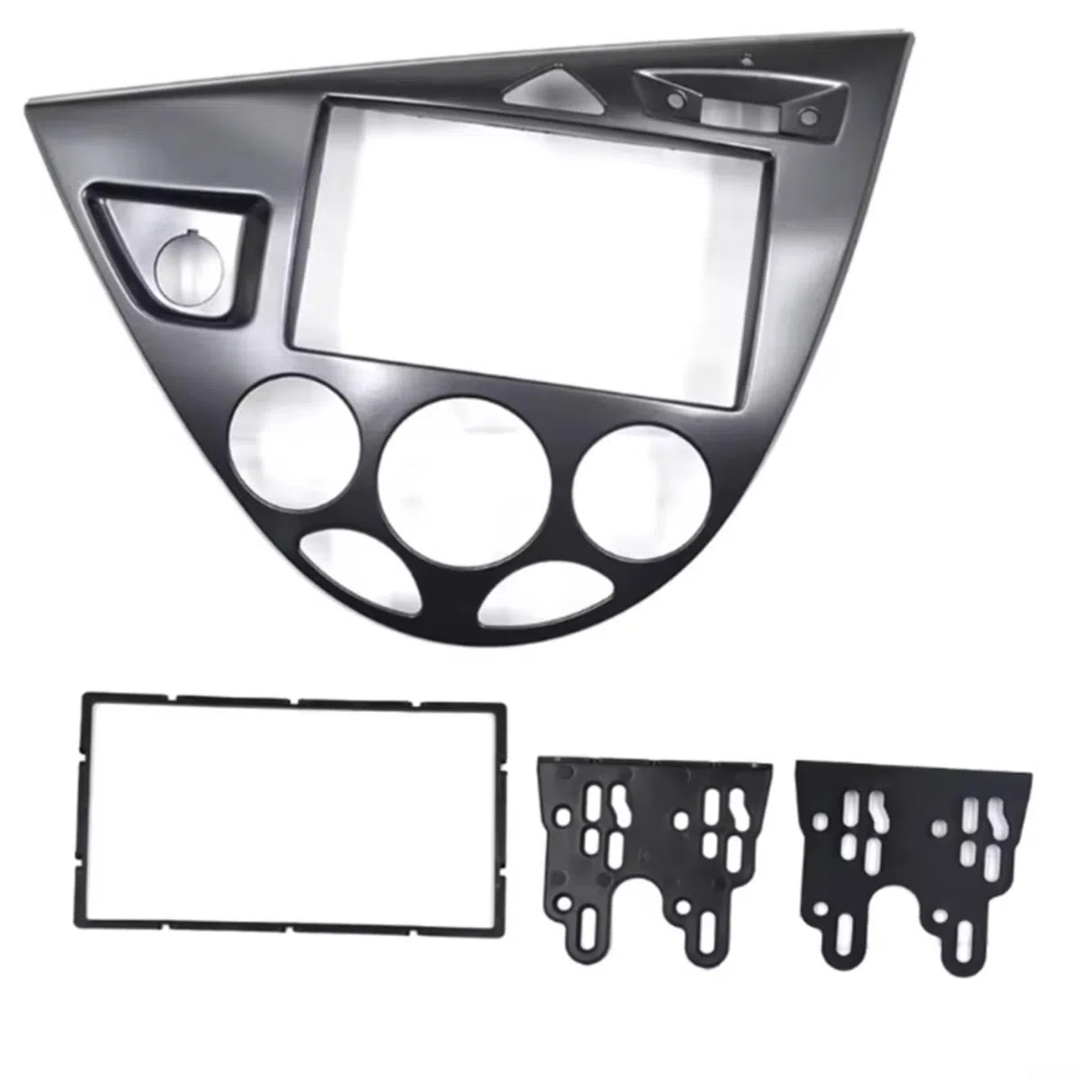 Mascherina per autoradio 2 DIN, per Ford Focus Mk1 e Fiesta (1998-2006), LHD, plastica ABS, nero opaco o grigio argento, adatto per radio Dual DIN da 7 pollici (Silver Gey)