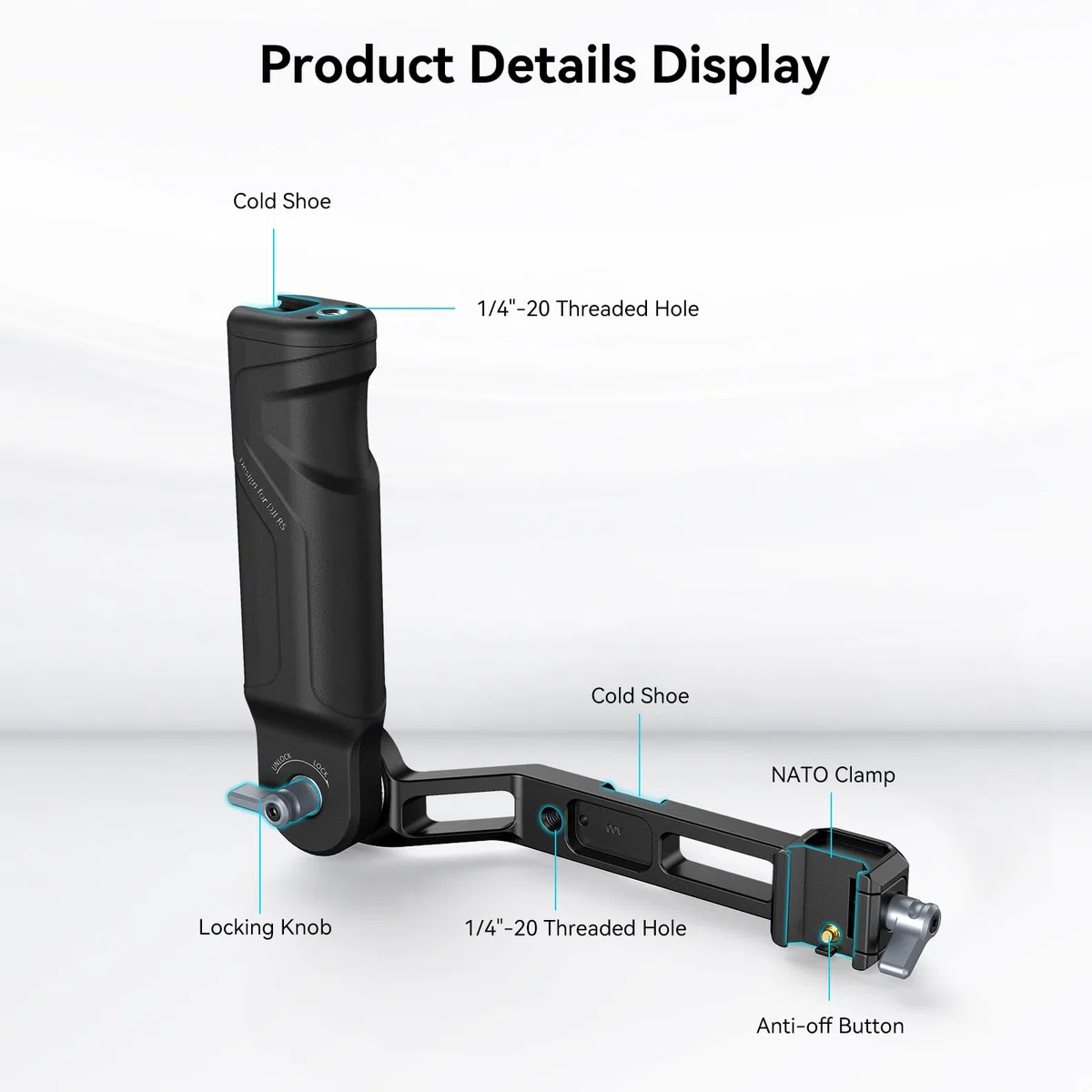 SMALLRIG Impugnatura a tracolla regolabile e leggera in plastica SOLO per stabilizzatore gimbal portatile DJI RS 3 mini/ 4 mini, con morsetto NATO a sgancio rapido - 4197B