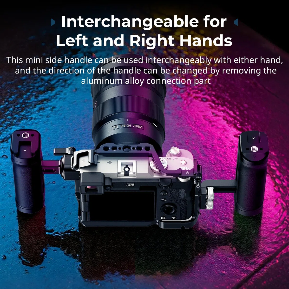 SMALLRIG Kit mini maniglia laterale leggera con fori filettati da 1/4"-20 e morsetto NATO, capacità di carico fino a 10 kg, maniglia ergonomica per fotocamera per mano sinistra o destra - 5532