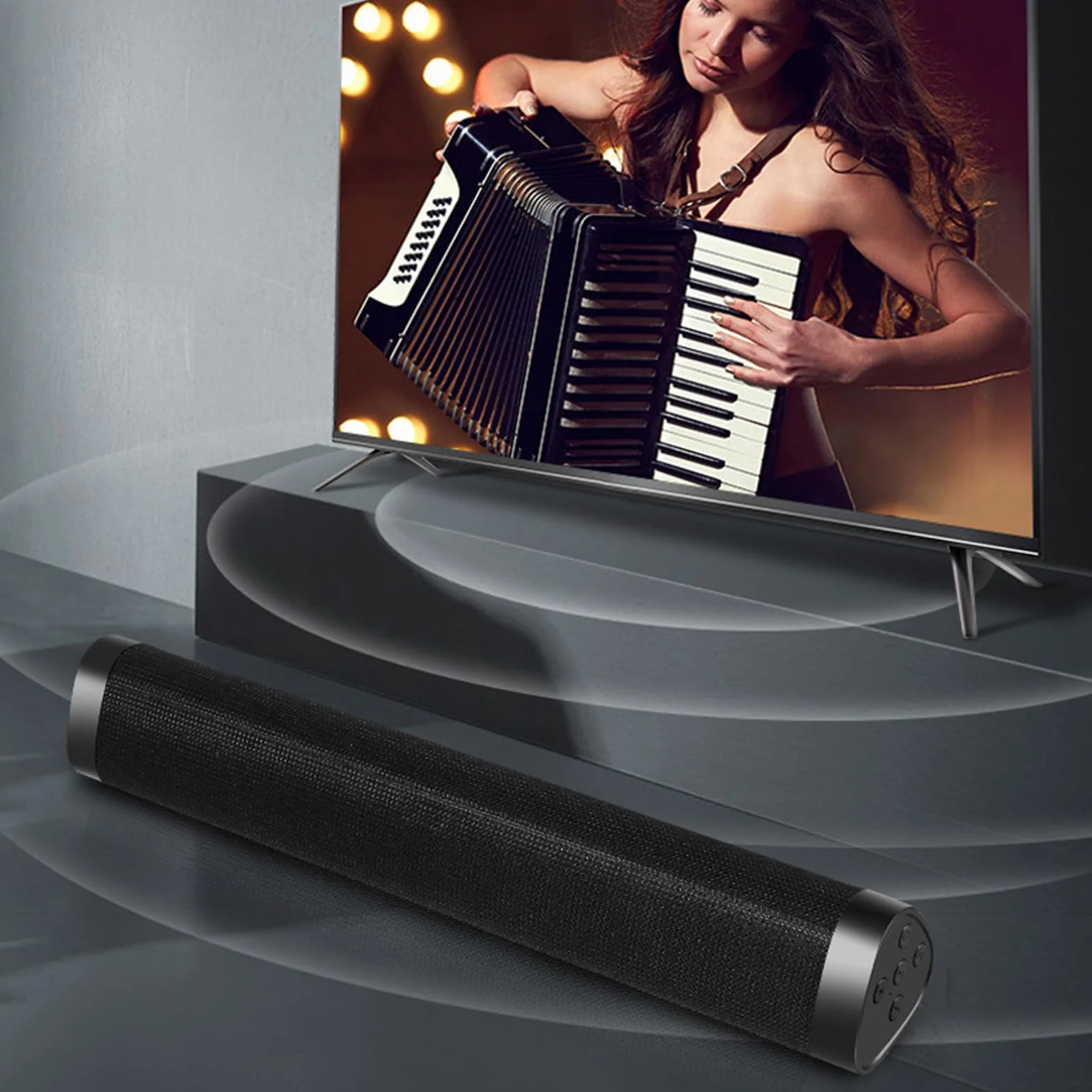 Barra Audio Bluetooth, Altoparlante Wireless con Subwoofer Integrato, Barra Audio per PC Domestico da 17 Pollici, Tempo di Riproduzione Lungo, Controllo Pulsanti, per Computer, TV