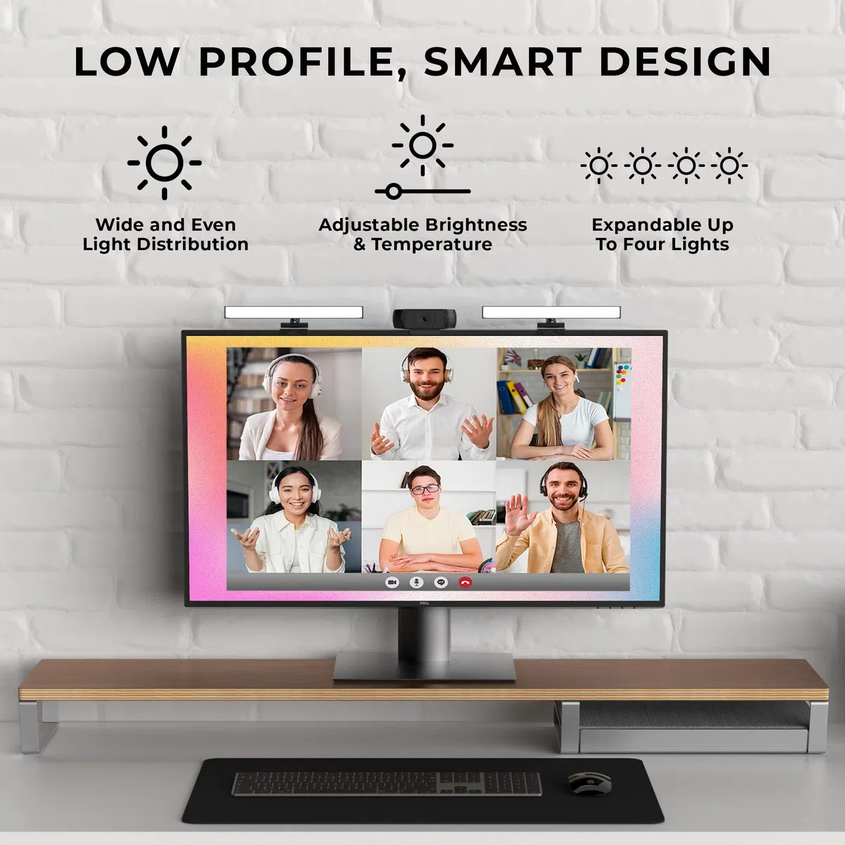 HumanCentric Illuminazione per videoconferenze - Luce per webcam per streaming, monitor LED e luce per laptop per videoconferenze, illuminazione zoom per computer, 2 unità