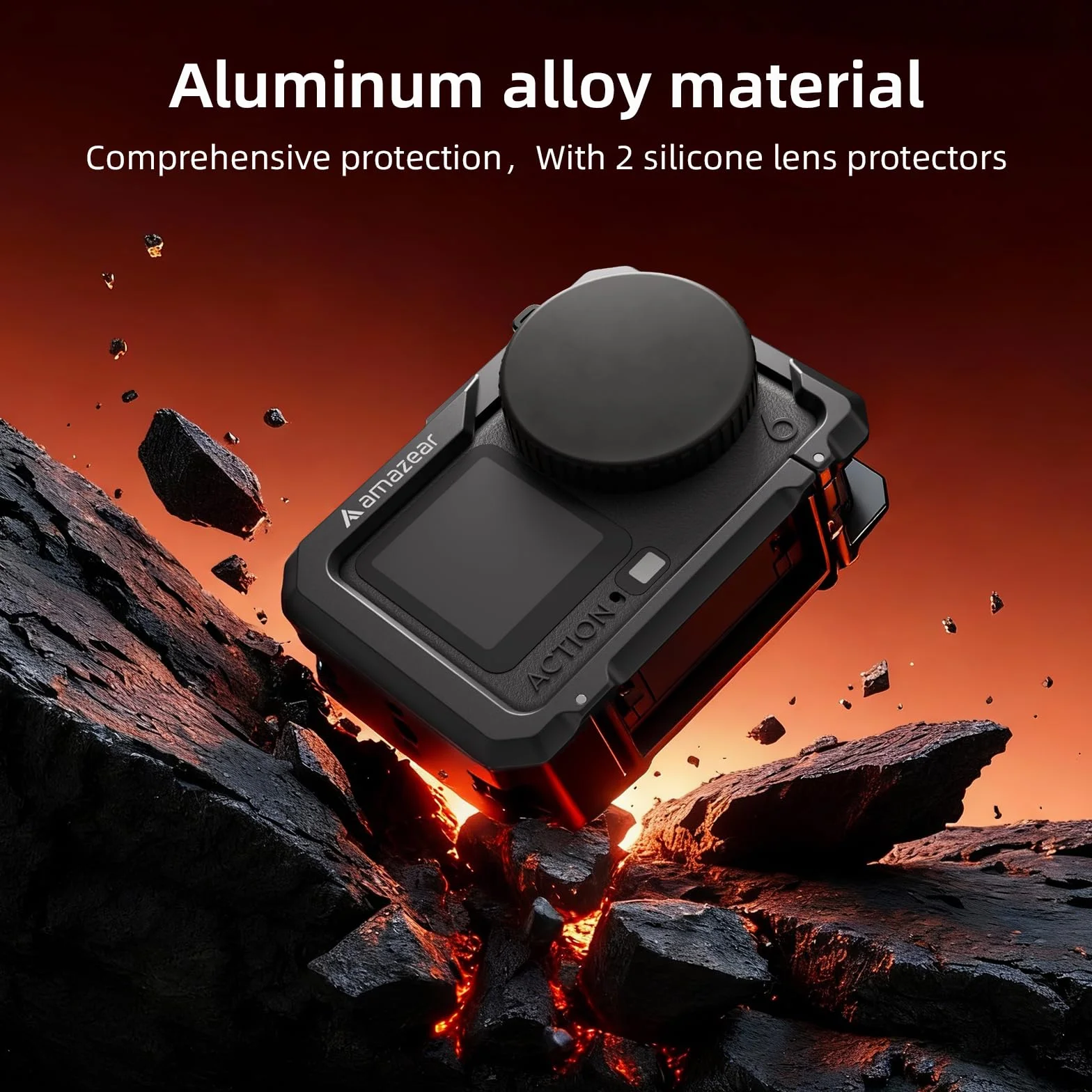 AMAZEAR Custodia protettiva in metallo per accessori DJI Osmo Action 6, gabbia multifunzione Action6 Pro, Telaio di Protezione con Attacchi a Sgancio Rapido, DJI Cage Filettatura 1/4" & Copriobiettivo