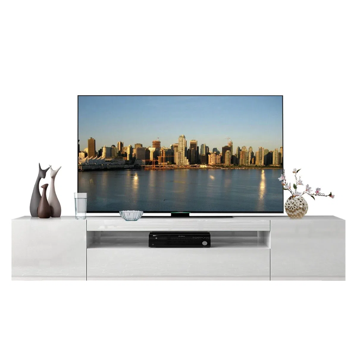 Web Convenienza Mobile TV con 3 Ante - Made in Italy - Mobile Televisore con Ante e Ripiano Vuoto Collezione Frozen per Soggiorno Cucina Sala da Pranzo Design moderno e Spazioso