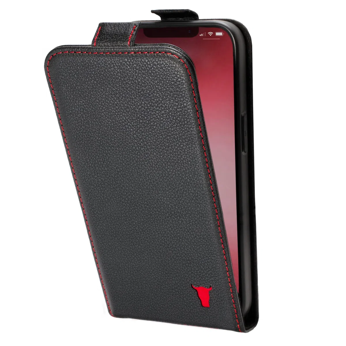 TORRO Custodia Flip Compatibile con iPhone 12 e iPhone 12 Pro – Caso Ribaltabile Verticale in Vera Pelle di Qualità con [MagSafe Compatibile] [Cornice Durabile] (Nero)