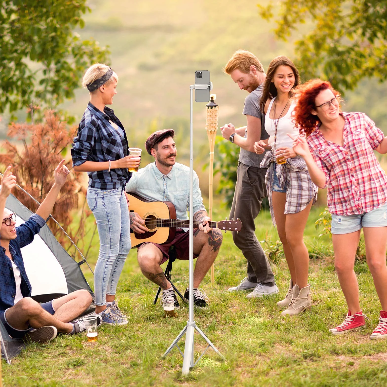 ATUMTEK 51'' Asta Selfie Treppiede Selfie Stick con Alluminio Resistente e Piedi Antiscivolo Treppiede Smartphone TikTok per iPhone e Android, Registrazione Video, Blogage, Live Streaming