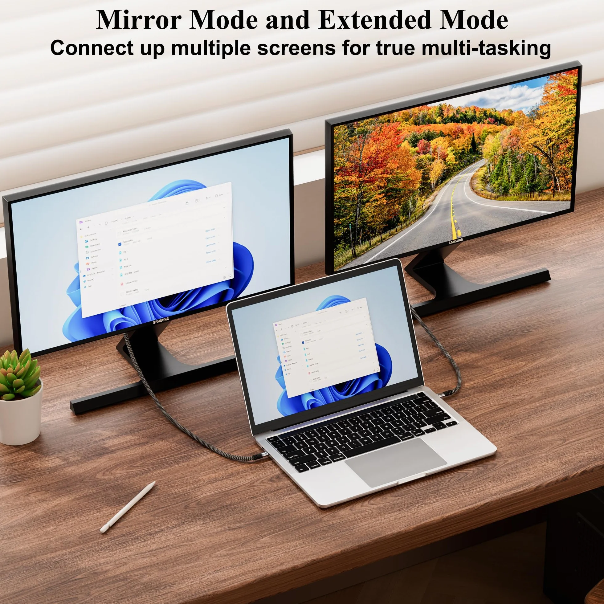 Cavo da USB C a HDMI 4K UHD 7.5 metri,compatibile con Thunderbolt 4/3,con adattatore HDMI ad angolo di 90 gradi e 270 gradi,compatibile con iPhone 15/16/17,MacBook,iPad