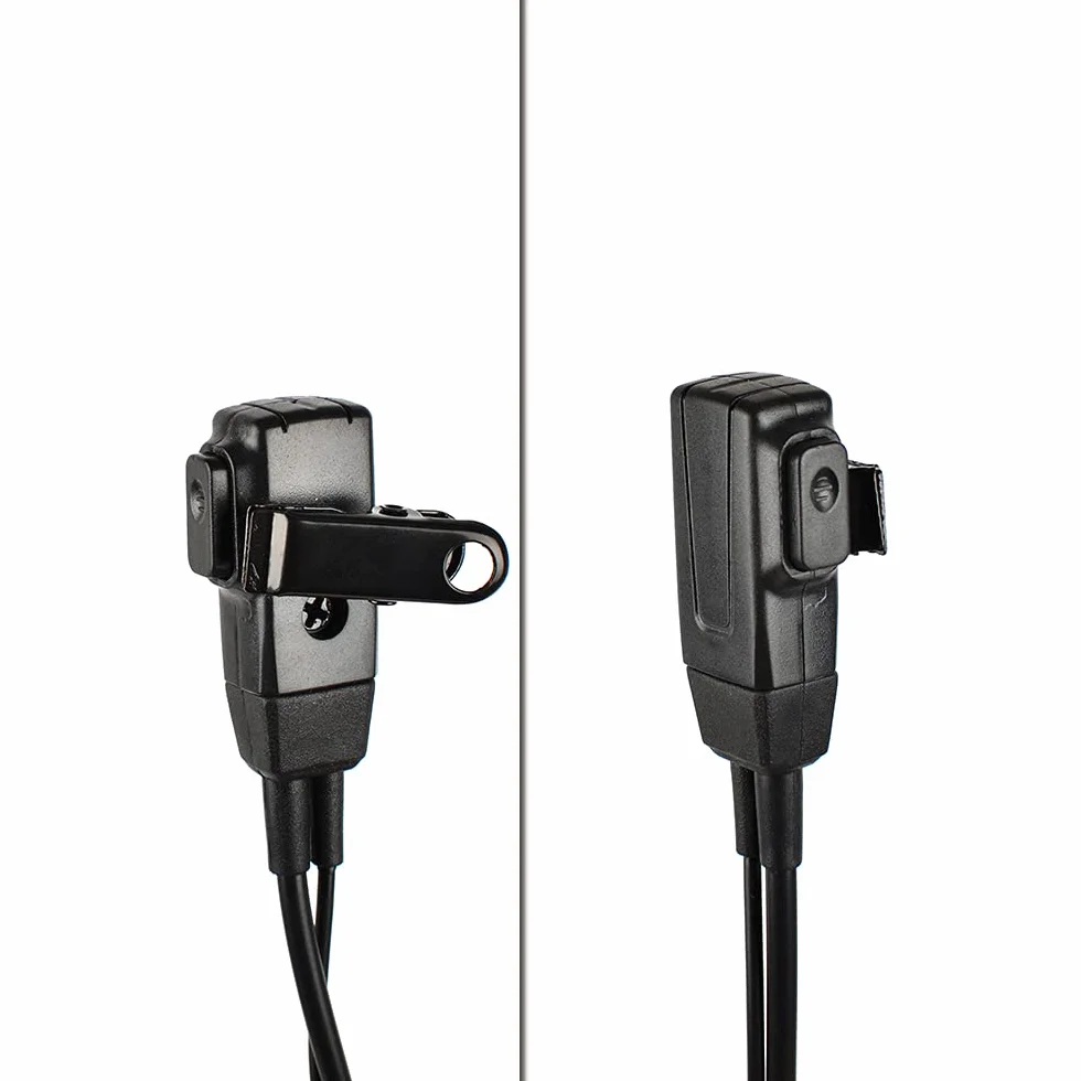 Auricolare walkie talkie a forma di D con microfono auricolare compatibile con Baofeng UV-5R UV-5RA 888S Kenwood HYT 2 pin radio bidirezionale (confezione da 4)
