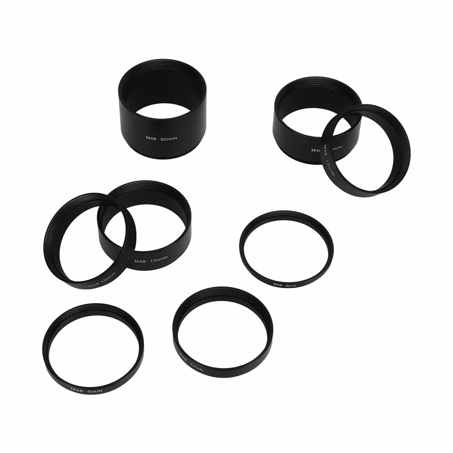 Set di 8 Tubi di Prolunga per Lunghezza Focale M48x0,75, Elimina i Problemi di Messa a Fuoco, di Prolunga 3 5 7 10 12 15 20 30 Mm, per la Fotografia del Telescopio