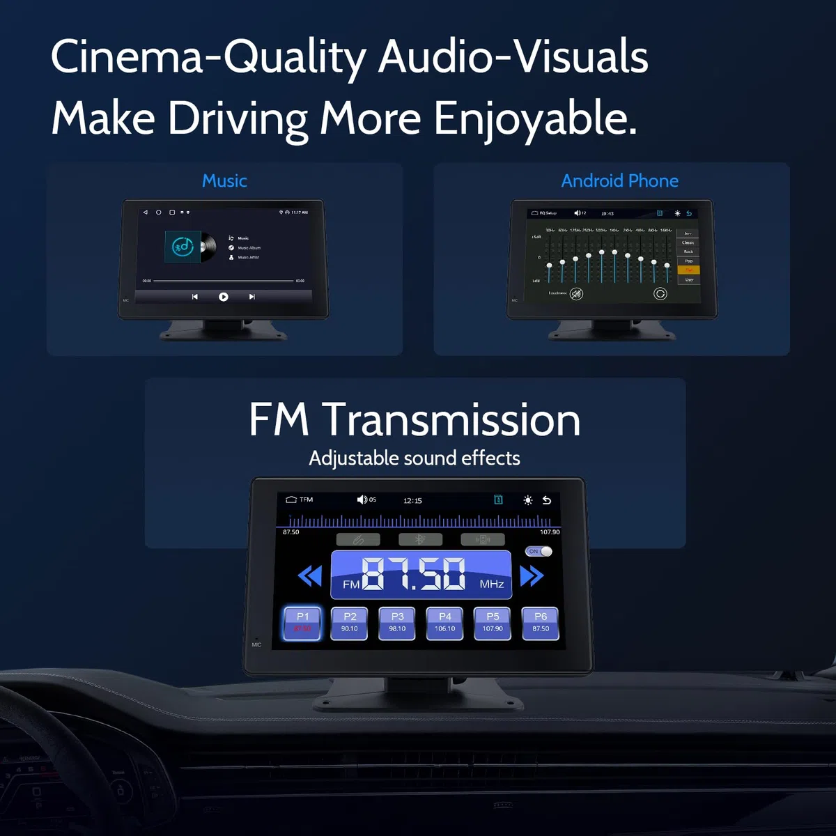 Haudio Schermo Per Auto,Carplay Wireless Andriod Auto,Touchscreen da 7 Pollici con 1080P Retrocamera Auto,Bluetooth|Mirror Link|AUX|FM Autoradio senza fili Compatibile con Tutti i Veicoli