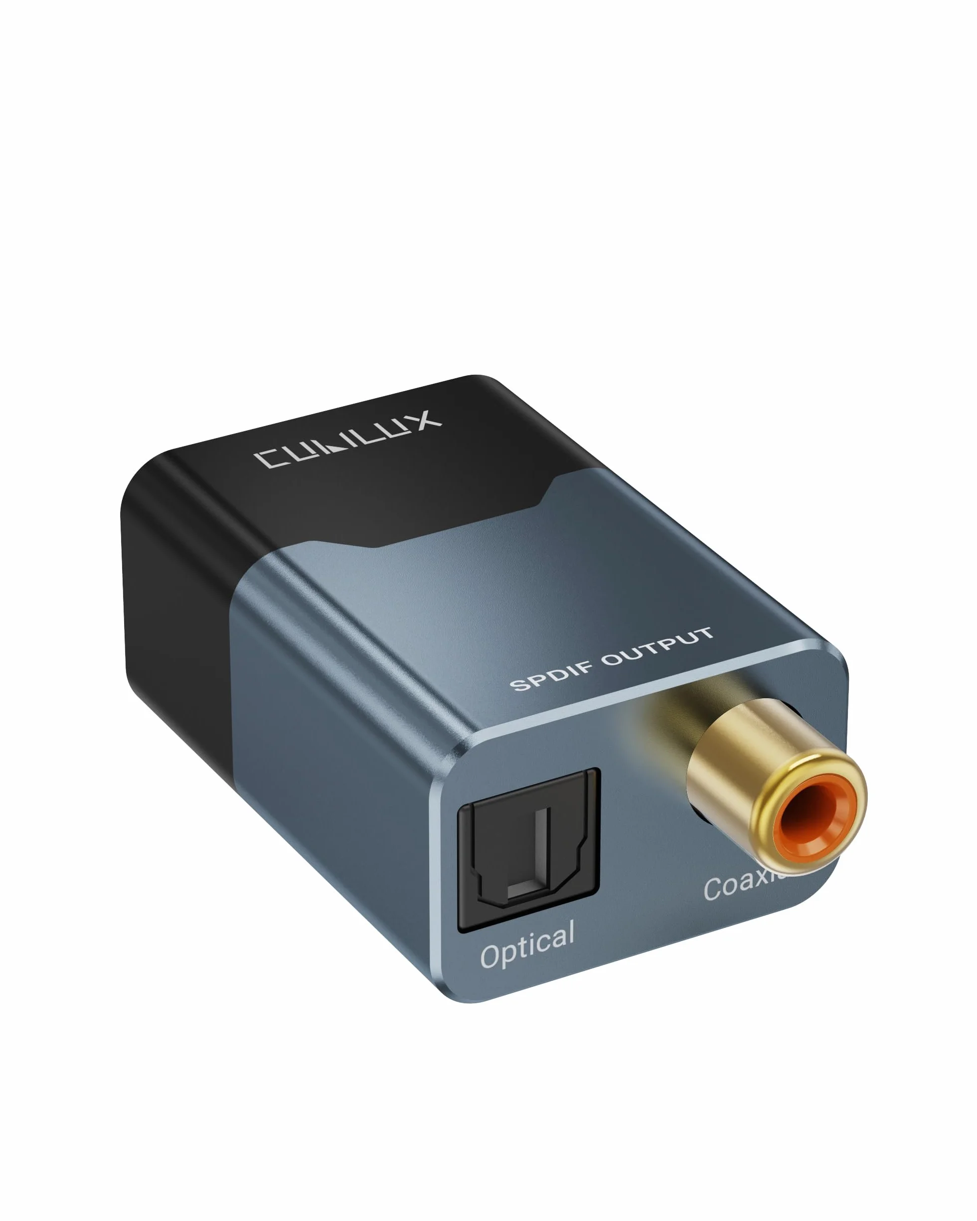 Cubilux Adattatore Audio USB C/A a SPDIF Ottico e Coassiale, 192 kHz 24 Bit PCM, Uscita Digitale Passthrough Stereo e 5.1, TOSLINK e Coax Dual Port, Plug and Play (Grigio)
