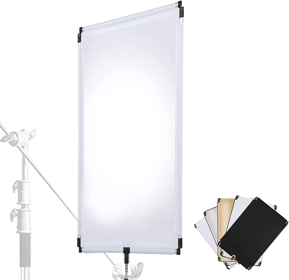 soonpho 23" x 35"/60 x 90 cm riflettore luce 5 in 1, diffusore portatile pieghevole con custodia per foto video studio – traslucido, argento, oro, bianco e nero (60 x 90 cm)