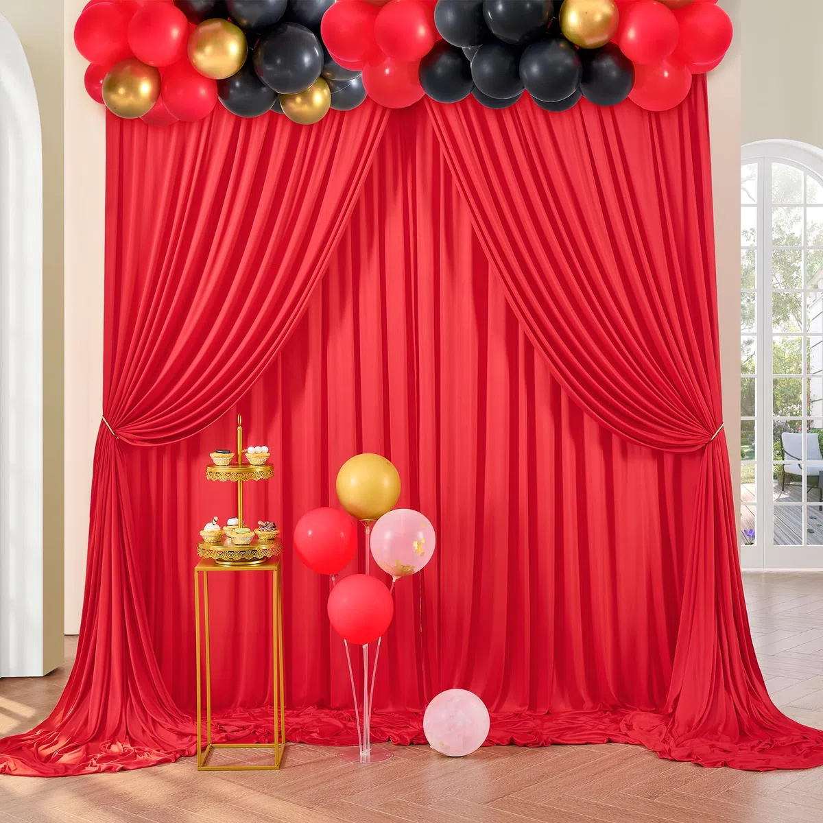 HBBMAGIC 3m x 3m Tenda di sfondo rosso per la festa di nozze, tende di sfondi per pareti fotografiche senza rughe per il battesimo di compleanno Baby Shower