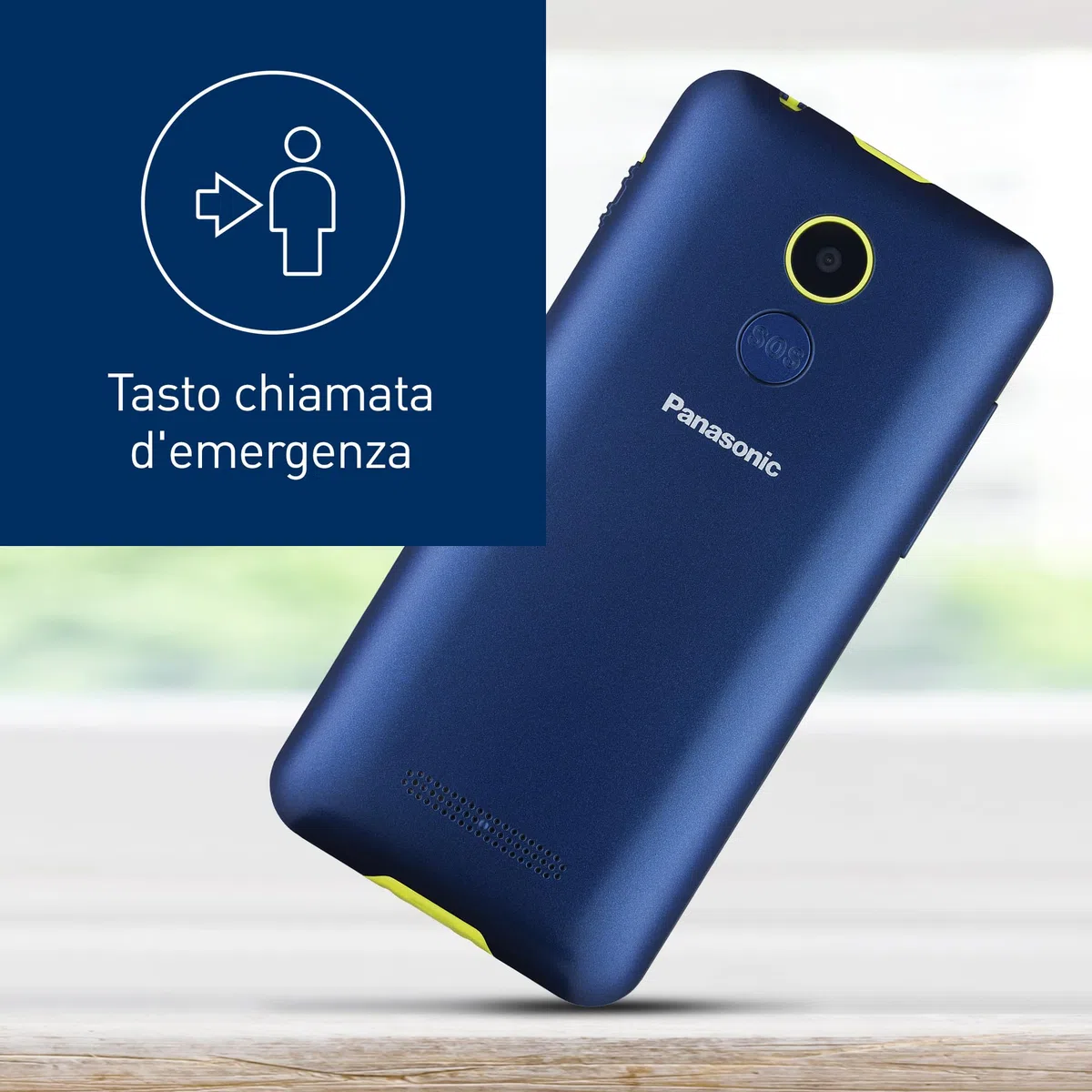 Panasonic KX-TU155EXCN Cellulare per Anziani, Pulsante SOS, Pulsanti Grandi, Compatibile Apparecchi Acustici, Bluetooth, Radio FM, Fotocamera, Base di Ricarica, Blu