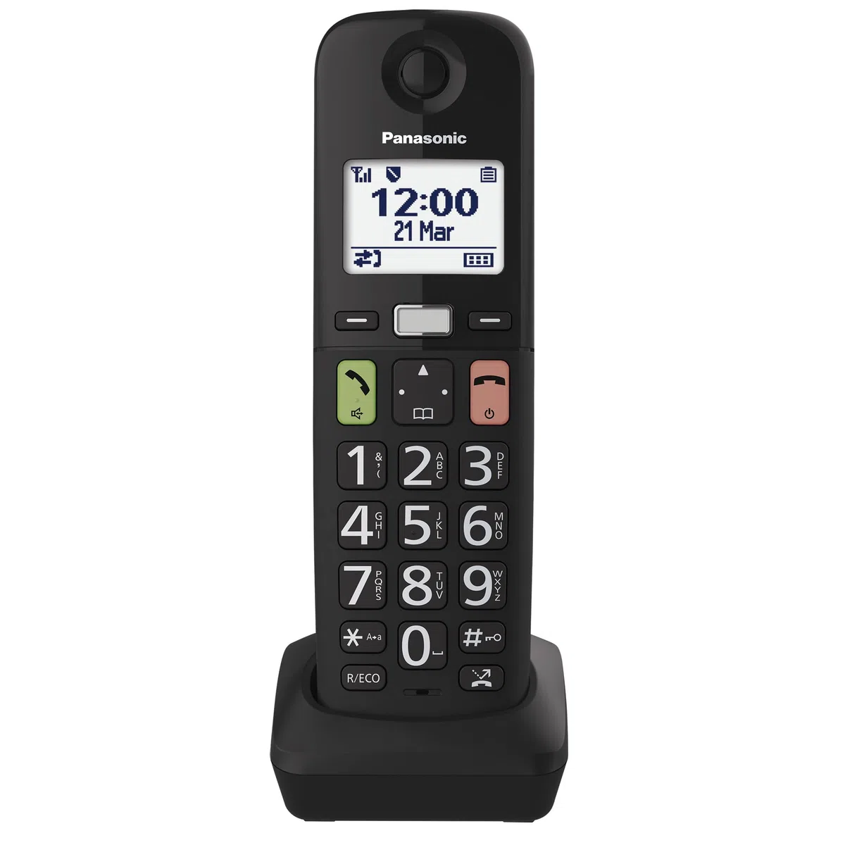 Panasonic KX-TGUA10EXB Ricevitore Aggiuntivo per Telefoni Cordless Digitali KX-TGU130/KX-TGU110, Tasti Ampi, Fav Call, Compatibile con gli Apparecchi Acustici, Necessaria Unità Principale, Nero