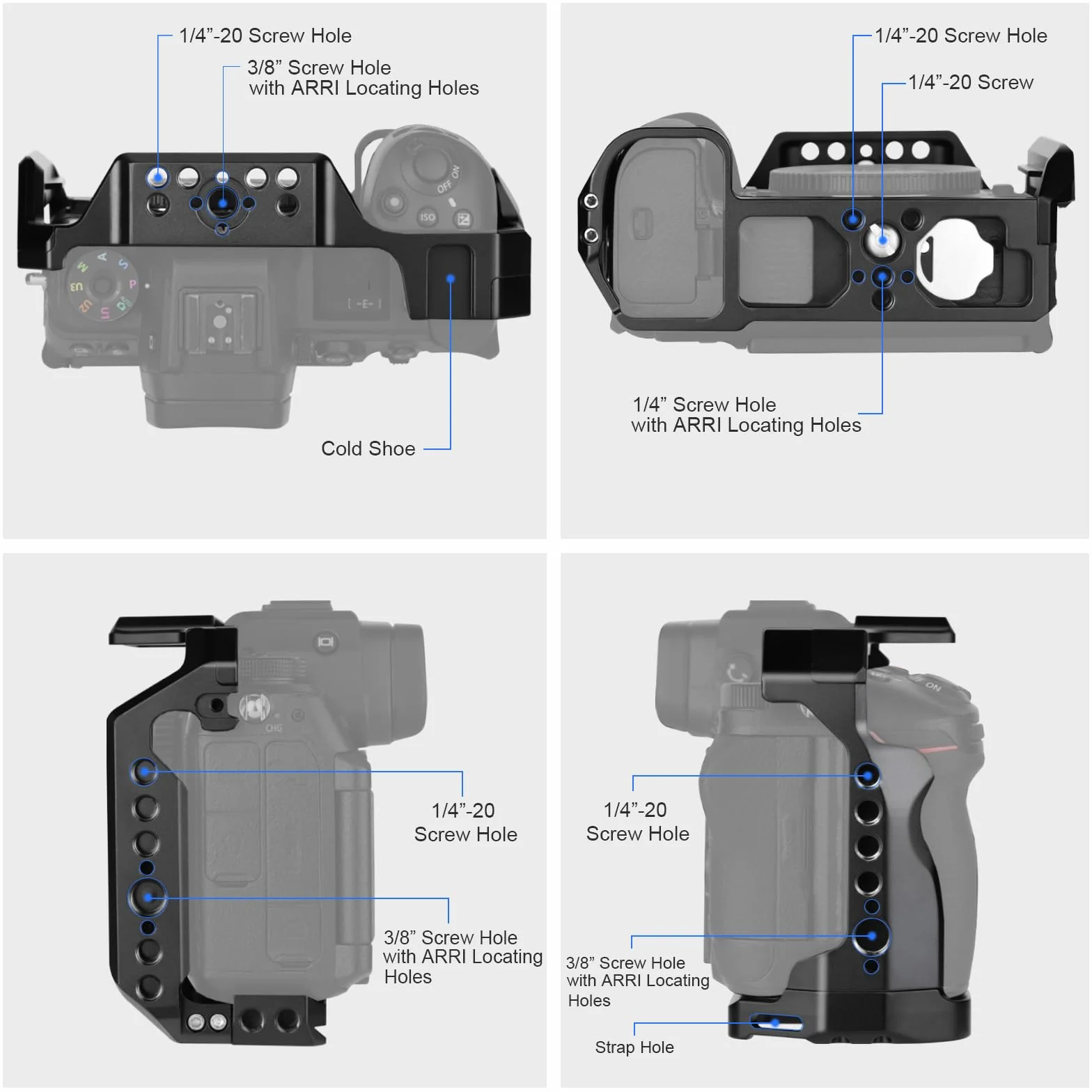 Leftfoto Gabbia per fotocamera Nikon Z6III/Z5/Z6/Z7/Z6II/Z7II, telaio di protezione per fotocamera con base Arca, gabbia video per riprese video Vlog