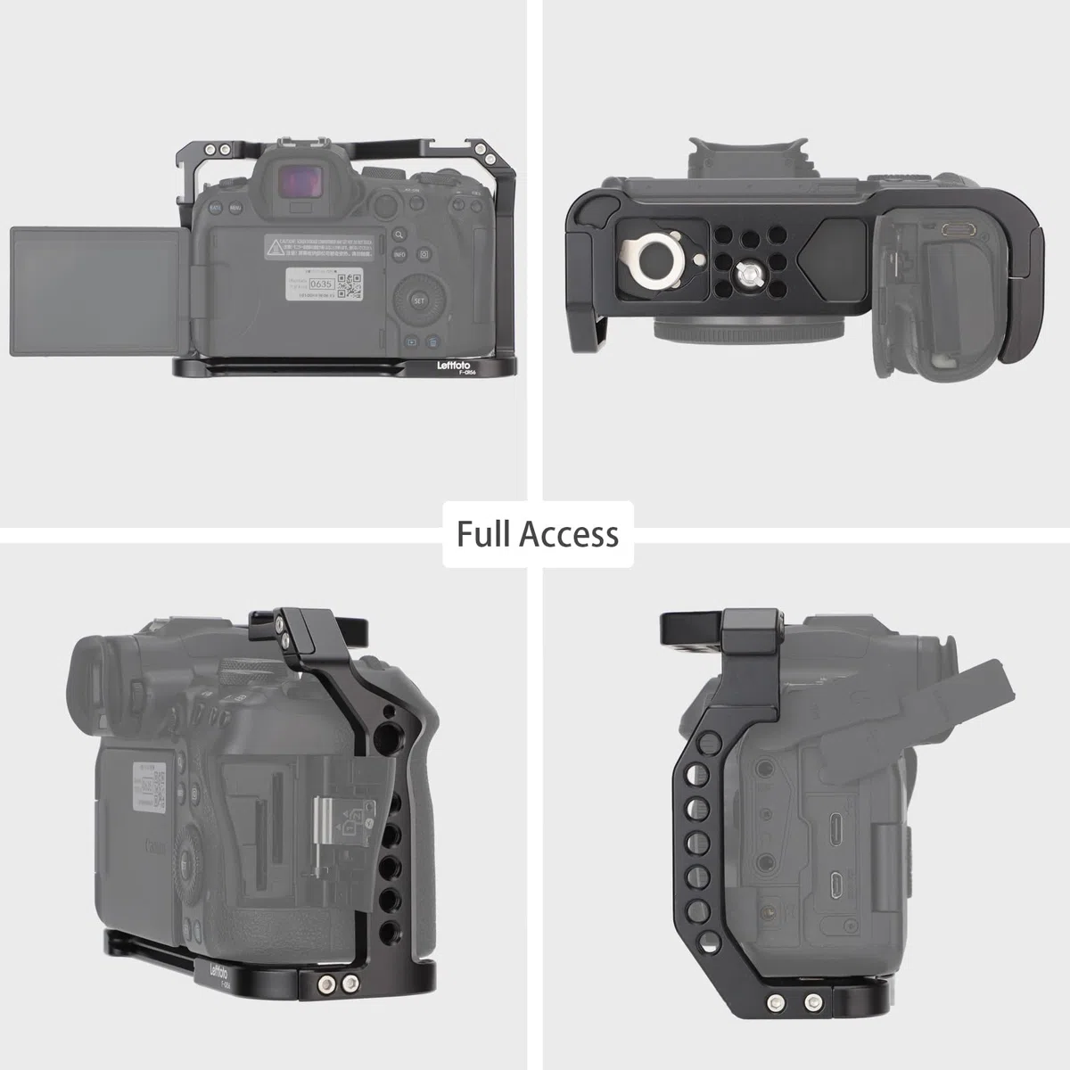 Fotocamera Full Cage per Canon R5 R6 Mirrorless,Estensione Mount Microfono Riempimento Luce Staffa Accessori Filmatura, con Cold Shoe