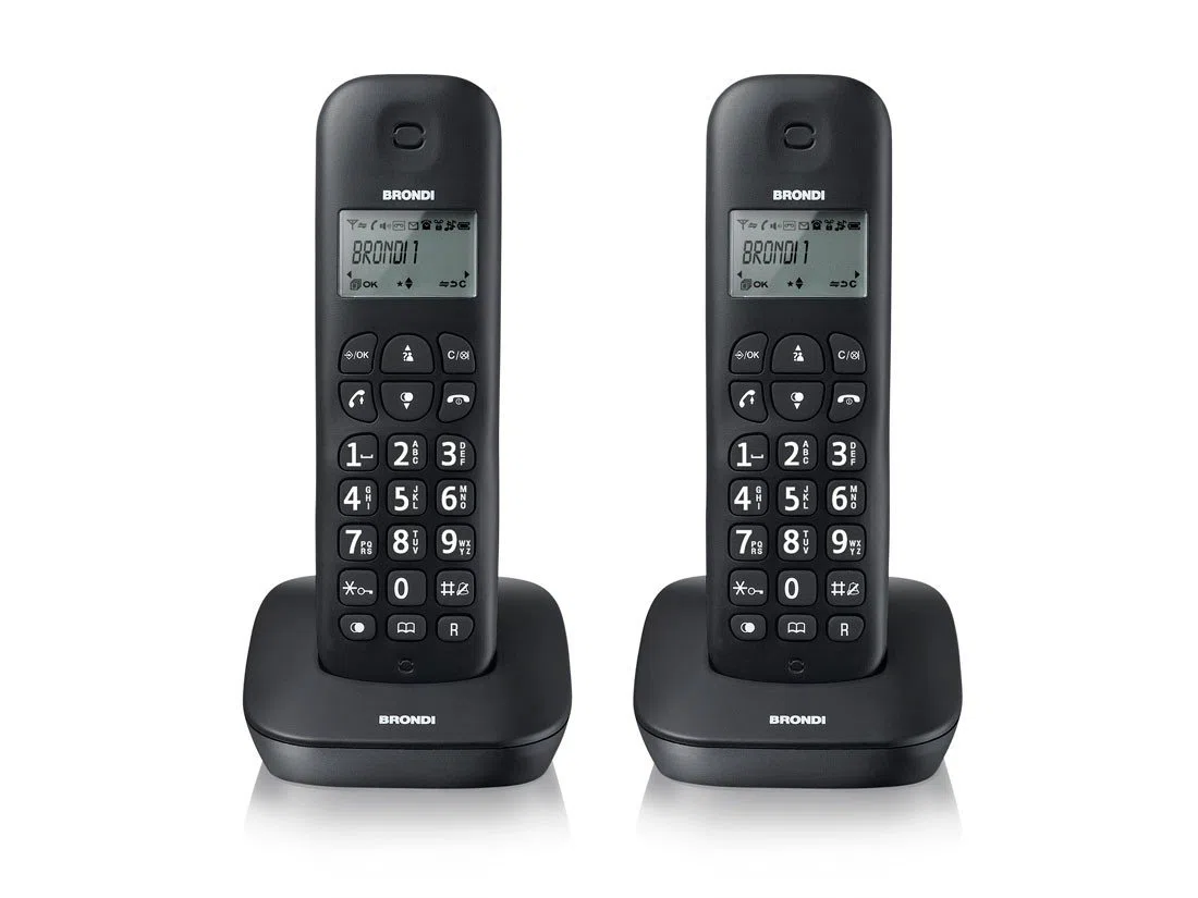 Brondi Gala Twin Telefono Cordless, Funzione ECO DECT, Nero