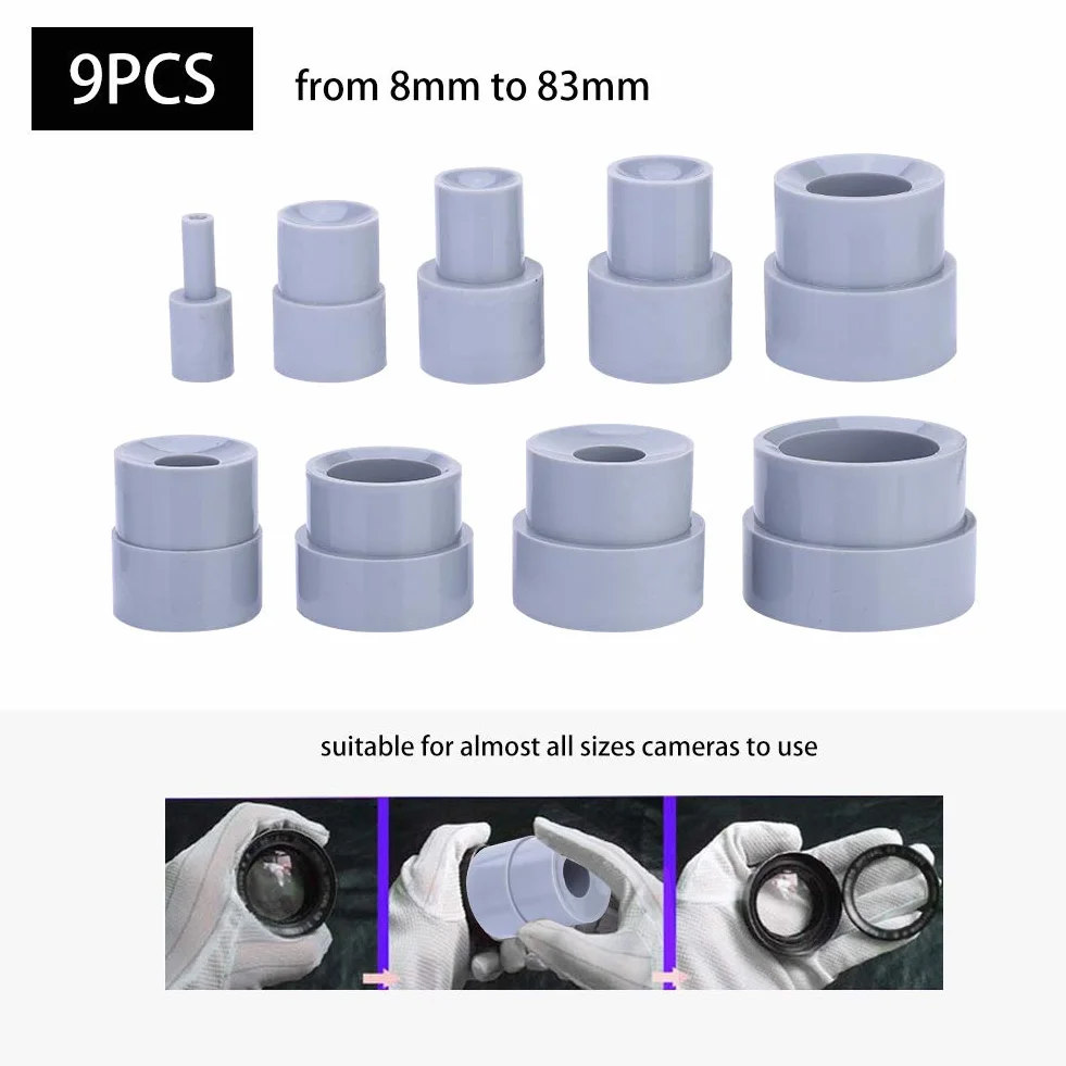 9pcs anello di strumento di riparazione obiettivo fotocamera set 8-83mm DSLR accessorio rimozione gomma accessorio per quasi fotocamere