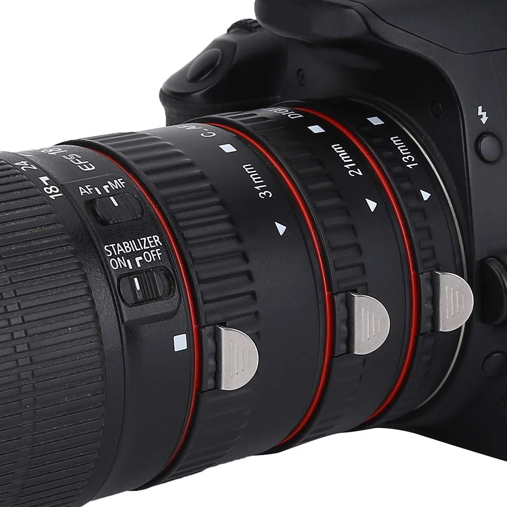 Anelli Adattatori Obiettivo Tubo di Prolunga Macro Messa a Fuoco Automatica, Adatto per Canon EOS EF Mount, 3 Anelli Formano 7 Combinazioni Diverse (13mm, 21mm, 31mm)