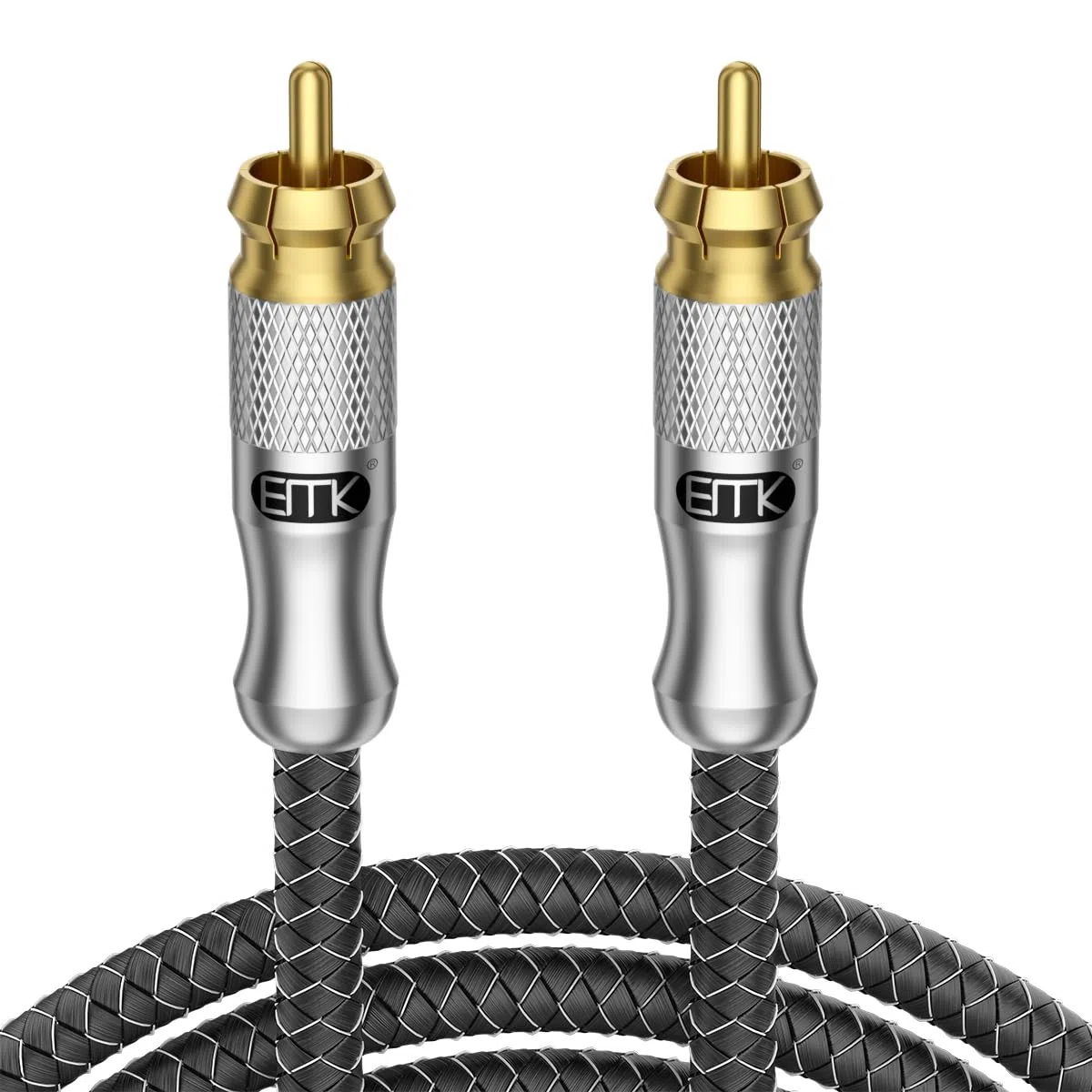 EMK Cavo RCA Cavo per Subwoofer Cavi Audio RCA Coassiale Digitale S/PDIF Placcato oro Maschio a Maschio (Doppio Schermo, Punta Divisa), Cavi COAXIAL per altoparlanti, Soundbar, TV, Mixer, DVD (8 m)