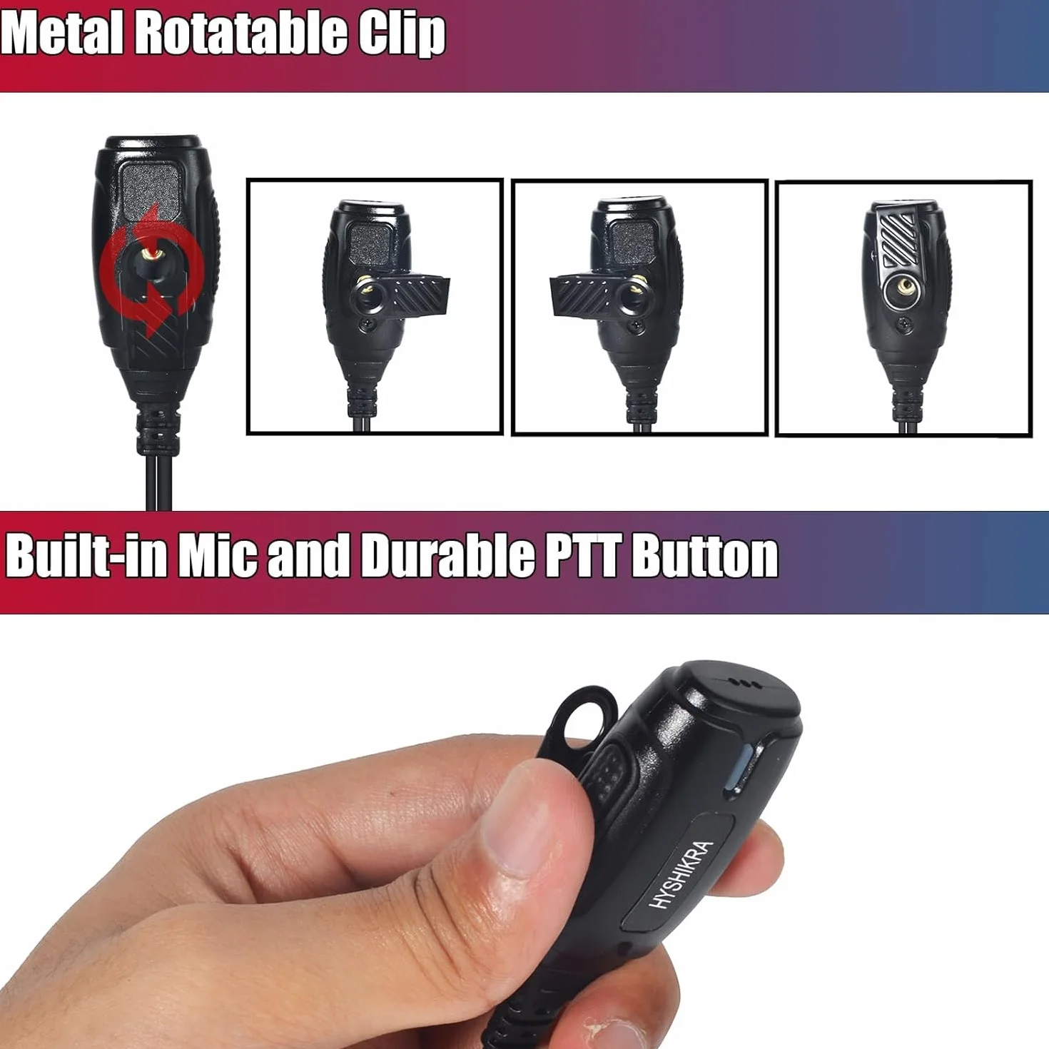 Cuffia 1 pin 2,5 mm con microfono Big PTT compatibile con Motorola TLKR T60 T61 T62 T81 T80 T82 Extreme Hunter Auricolare radio bidirezionale per il personale di sicurezza (forma di G, 5)