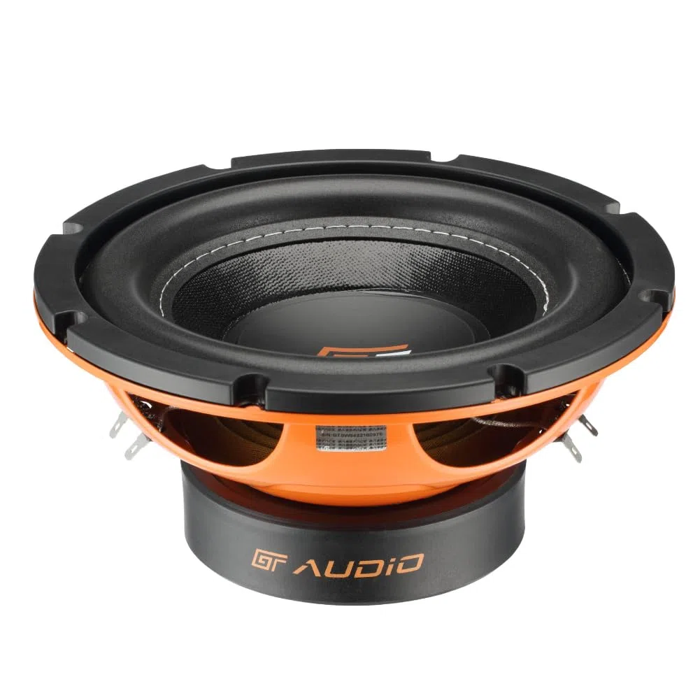 KIT SET PER BASS FACE GT AUDIO GT-SW8/4 1 subwoofer 20 cm 200 mm 8" da 100 watt rms 200 watt max doppia bobina da 4+4 ohm dvc dual voice coil per cofano bagagliaio auto, 1 pezzo