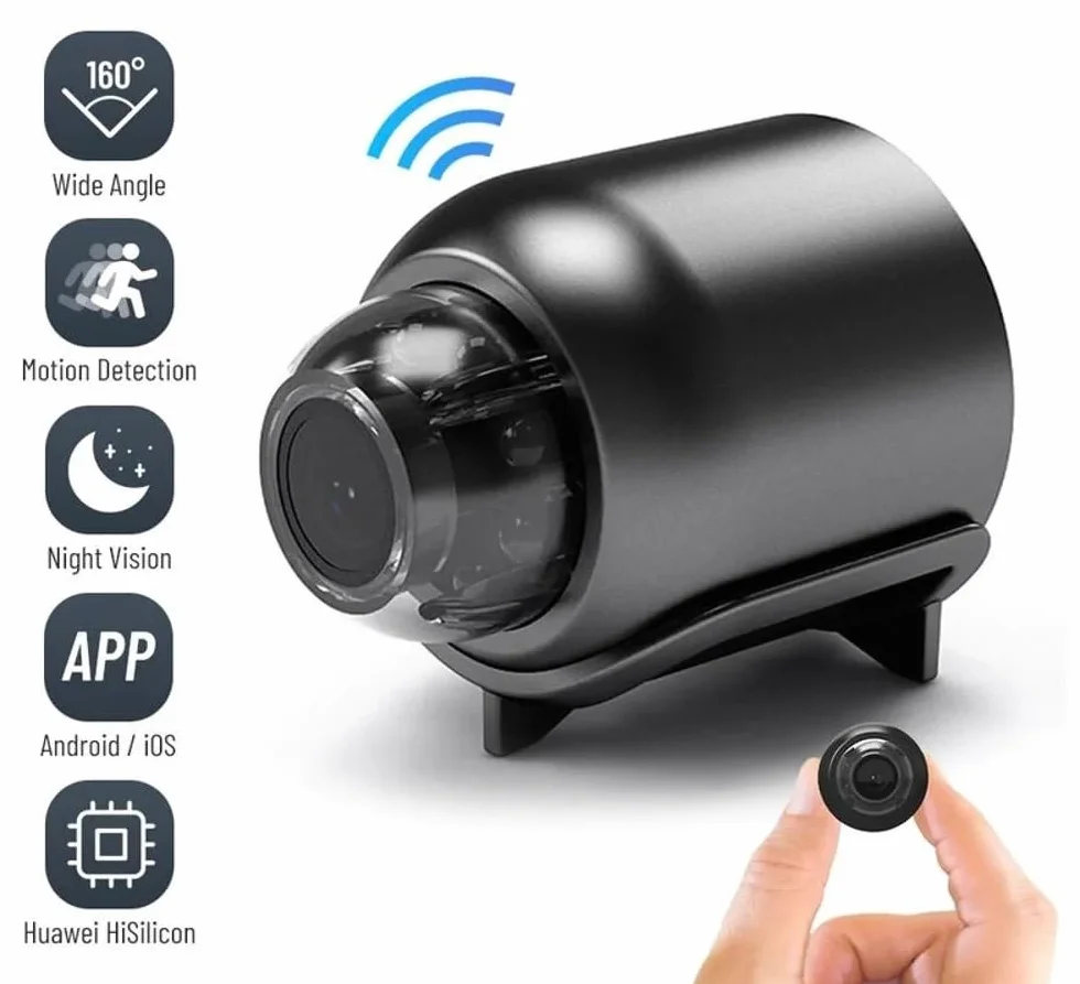 Mini telecamera spia nascosta IP WiFi HD 1080p con app per guardare video in tempo reale dal telefono cellulare Micro fotocamera di sicurezza per sorveglianza con visione notturna e rilevamento del
