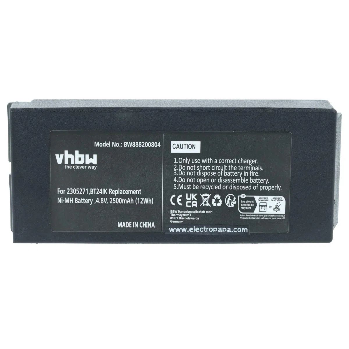 vhbw 2x batteria sostituisce Danfoss 2305271, BT24IK per Radiocomando Industriale, Telecomando (2500mAh, 4,8V, NiMH) - Nero