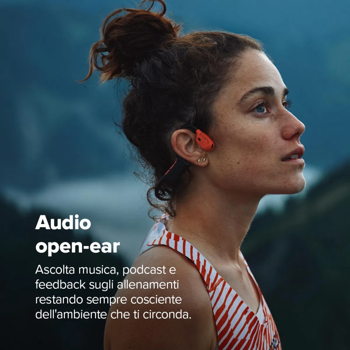 SUUNTO Wing 2 Cuffie Open-Ear, Cuffie Bluetooth a Conduzione Ossea, Impermeabili IP66 (Resistenti al Sudore), Luci di Sicurezza Intelligenti, Feedback Vocale, 12H di Autonomia + Powerbank da 24H