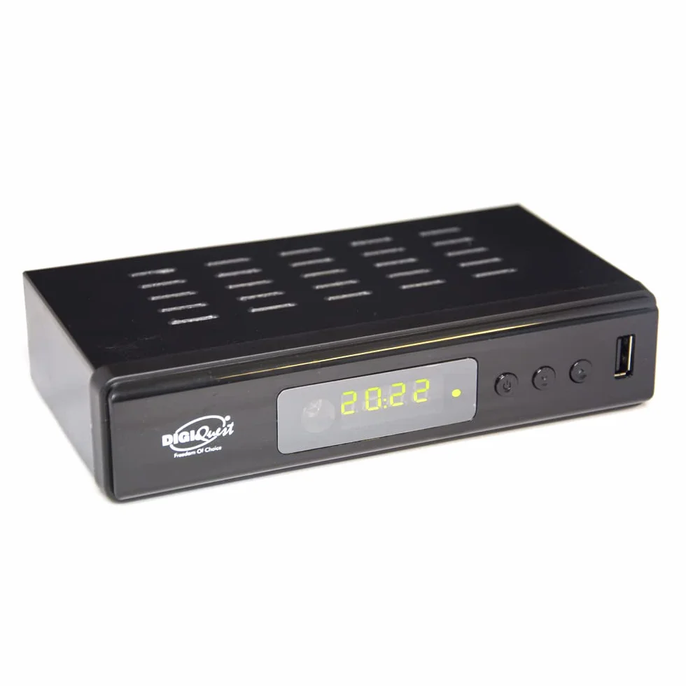 Digiquest Twin Tuner REC - Decoder Digitale Terrestre DVB-T2, Full HD, Funzione di Videoregistratore, Timeshift, Alimentazione 12V, Small Edition, Compatto, Nero