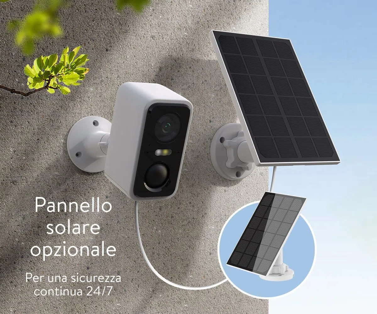 Telecamera Wi-Fi 2K · Esterno IP65, Senza Fili, Batteria Rimovibile 5200mAh, Visione Notturna a Colori 30m, AI Locale, Audio Bidirezionale, App Italiana, Marchio Italiano