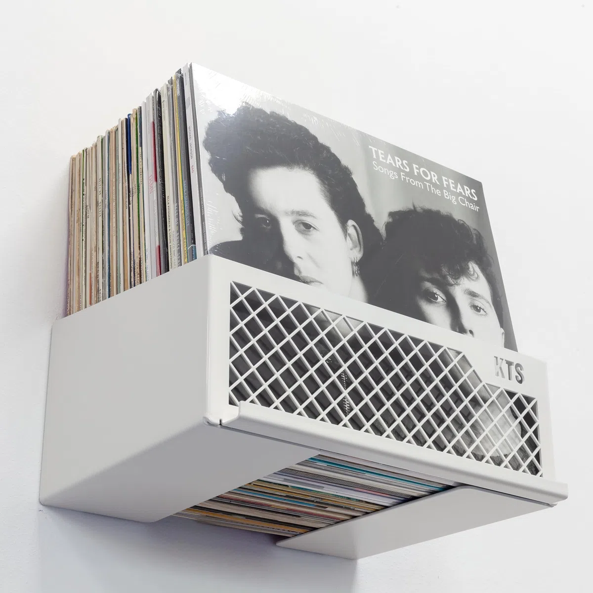 Supporto in vinile bianco | Scaffale in vinile con espositore Now Playing | Ripiani per dischi in vinile | Supporto da parete in vinile o da tavolo | Capacità 50 LPs