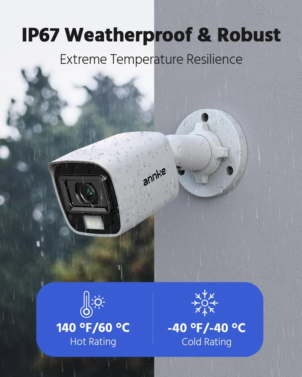 ANNKE Kit Sistema di Sorveglianza CCTV con Videoregistratore, Telecamera di Sicurezza Esterna Analogica 1080P, Visione Notturna a Colori, Impermeabile IP67