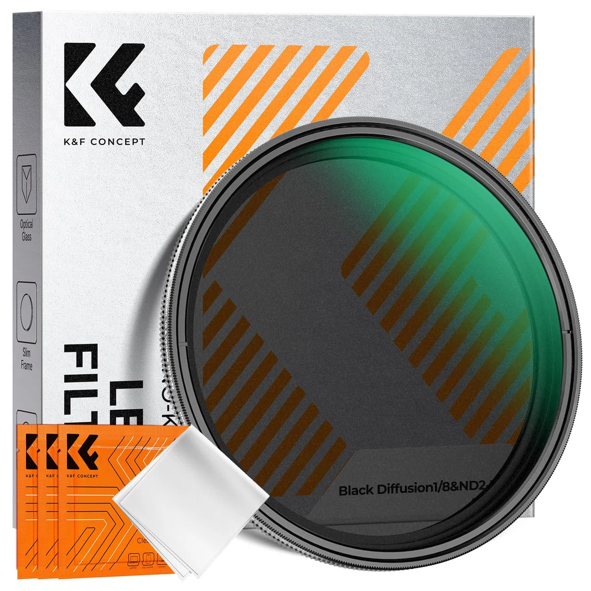K&F CONCEPT 2 In 1 Filtro Black-Mist 1/8 & Variabile ND2-32 (5 Stop), 58mm Filtro Black Diffusion 1/8 & Densità Neutra ND in Vetro Ottico, Nano Rivestimento con 3Pcs Panno di Pulizia (Nano-K Serie)