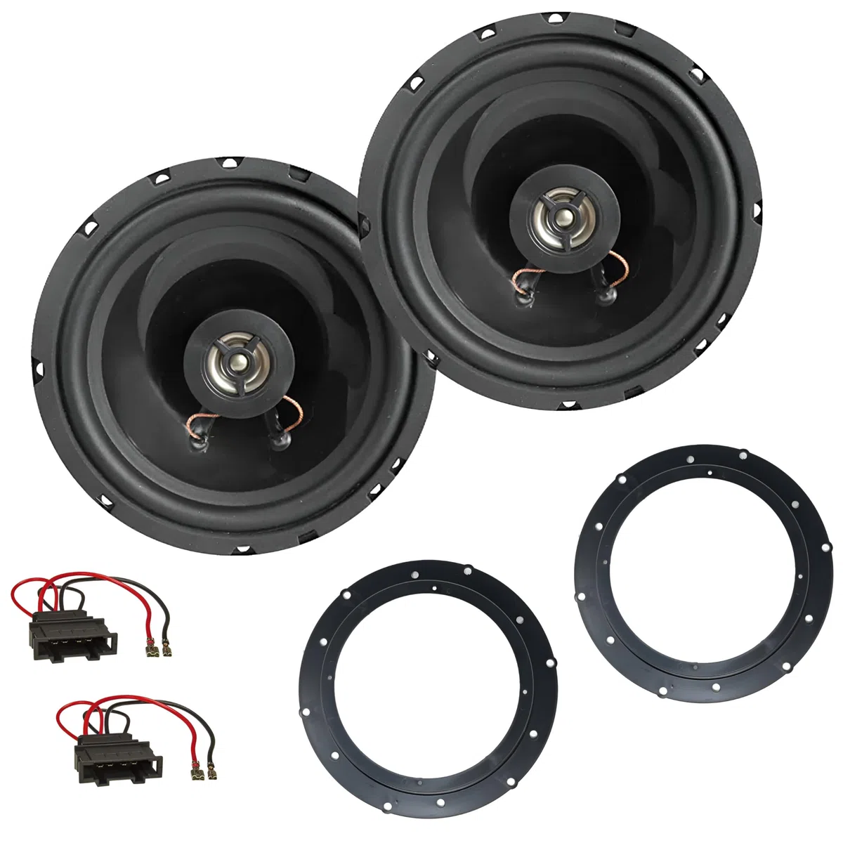 Coppia Altoparlanti Casse 165 mm 2 vie con adattatori per auto Autoradio compatibili con Audi Q3, Volkswagen Golf, T5, Passat, Touareg, Bettle, Skoda Yeti, Superb, Kodiak, Seat Ateca, Porsche Cayenne