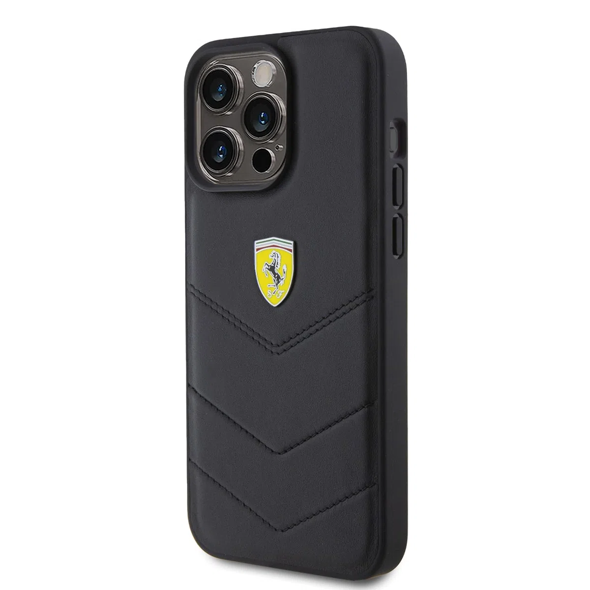 Ferrari FEHCP15XRDUK - Custodia rigida per iPhone 15 Pro Max 6.7", con logo in metallo, colore: Nero