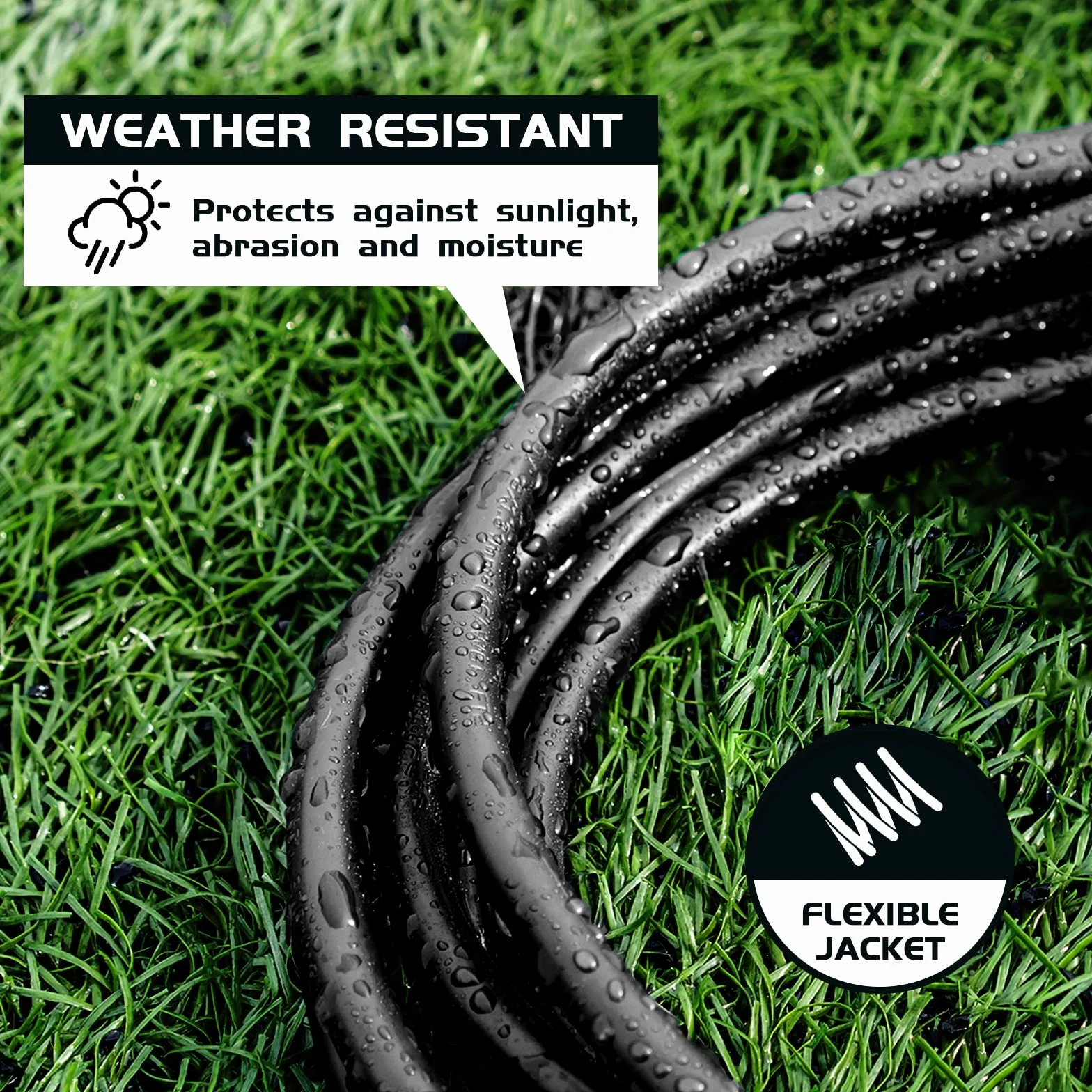 100 Ft Outdoor Extension Cord-Weatherproof 16/3 SJTW Durable Green Extension Cable with 3 Prong Grounded Plug for Safety- Great for Christmas Decoration and Landscaping Lights