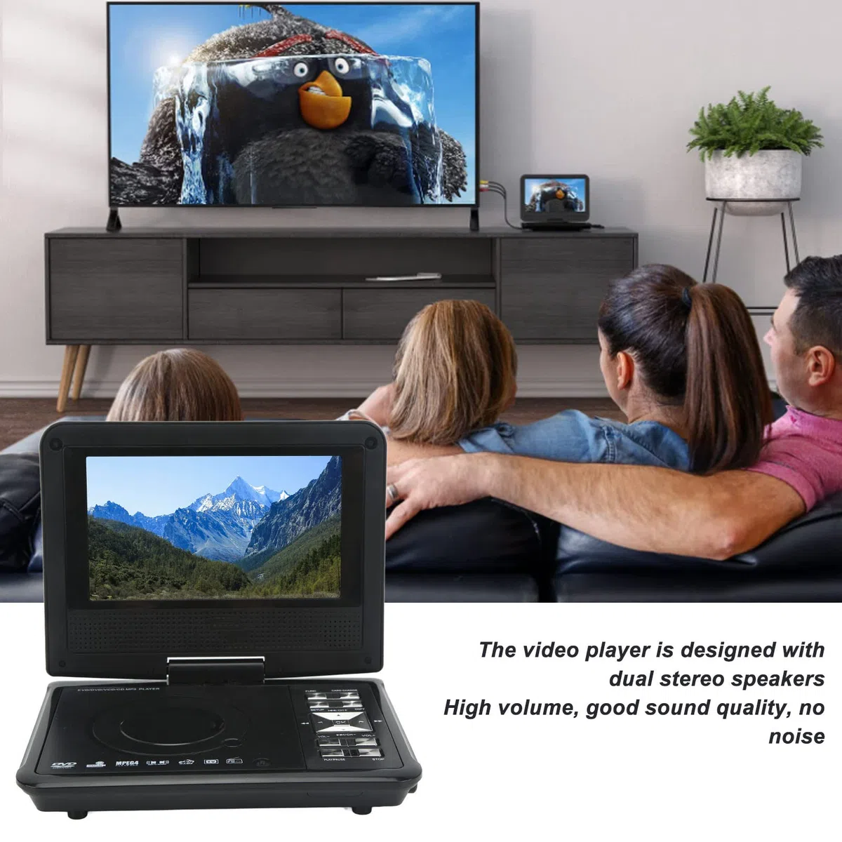 Lettore Dvd Portatile Da 7 Pollici, Lettori Video Multifunzionali Con Poggiatesta Con Schermo Girevole Hd Con Altoparlanti Stereo Doppi, Supporto Cd/Dvd/Scheda Sd/Usb, Memoria Breakpoint