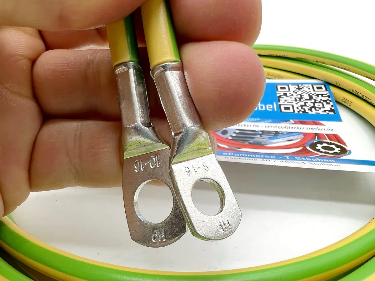 eXODA cavo di messa a terra 5m 16mm² verde/giallo cavo di messa a terra M8 M10 per terra incrociata terra a picchetto H07V-K con guaina in PVC per connessioni di messa a terra versatili