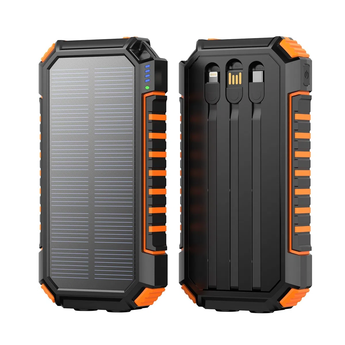 Hiluckey Power Bank Solare 20000mAh, Caricabatterie Solare con 3 Cavi, Powerbank Portatile con 3 Porte USB C Ricarica Rapida, Caricatore Portatile Batteria Esterna per Telefono Cellulare Tablet