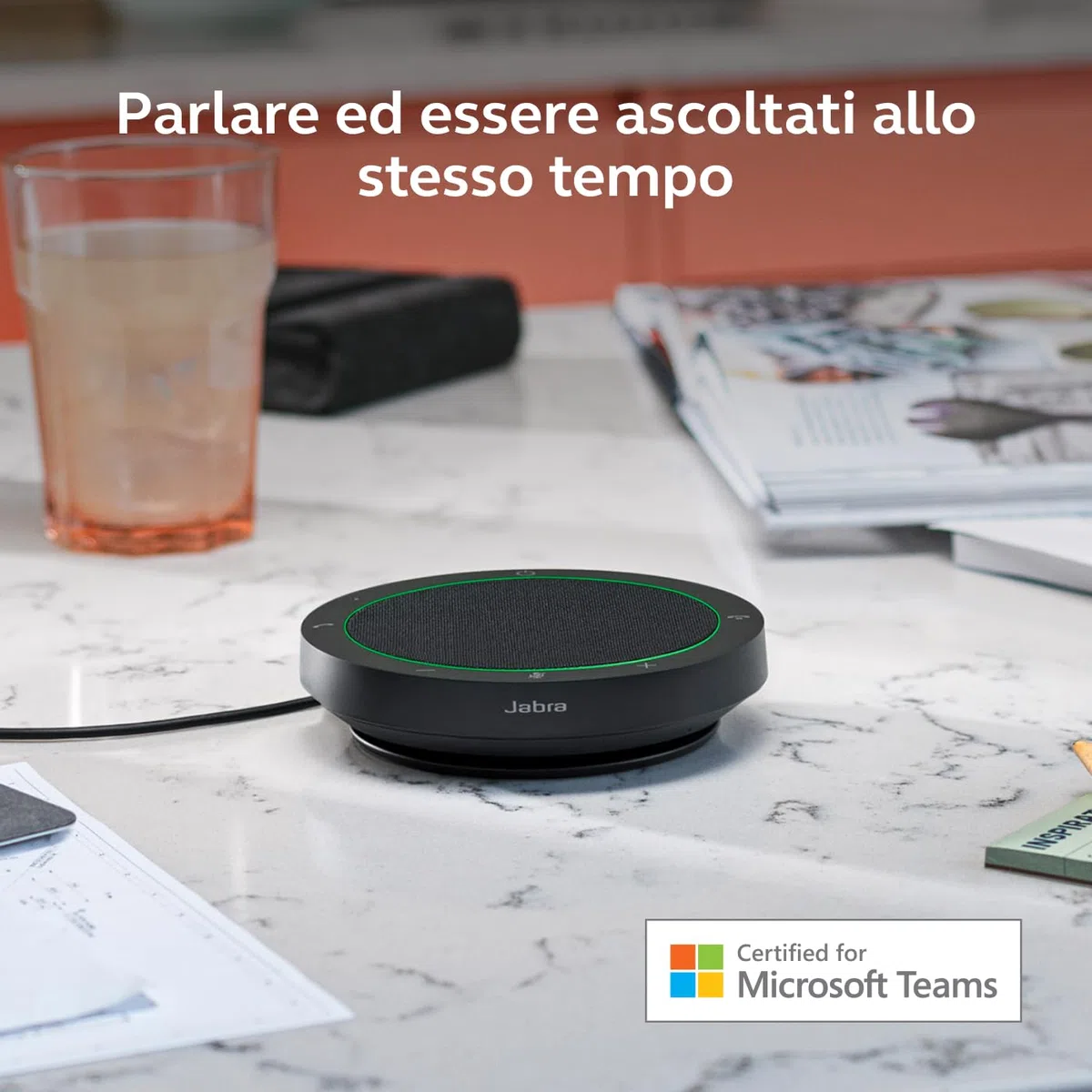 Jabra Speak2 75 Speaker Bluetooth Senza Fili per Lavoro, Grigio Scuro | 4 microfoni a cancellazione di rumore, altoparlanti da 65 mm, funzione di collegamento USB-A e USB-C, per Microsoft Teams