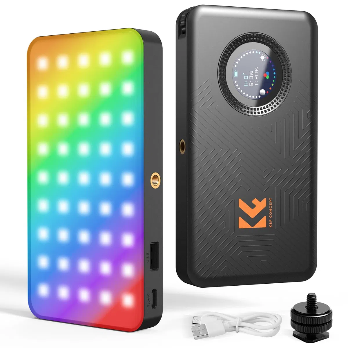 K&F CONCEPT Luce Video RGB 135 LED, Batteria Integrata 5000mAh, Lampada Fotografica Compatta Dimmerabile per Fotocamere DSLR, CRI 96 2812lux, Luce Portatile per Fotocamera con 13 Effetti Luminosi