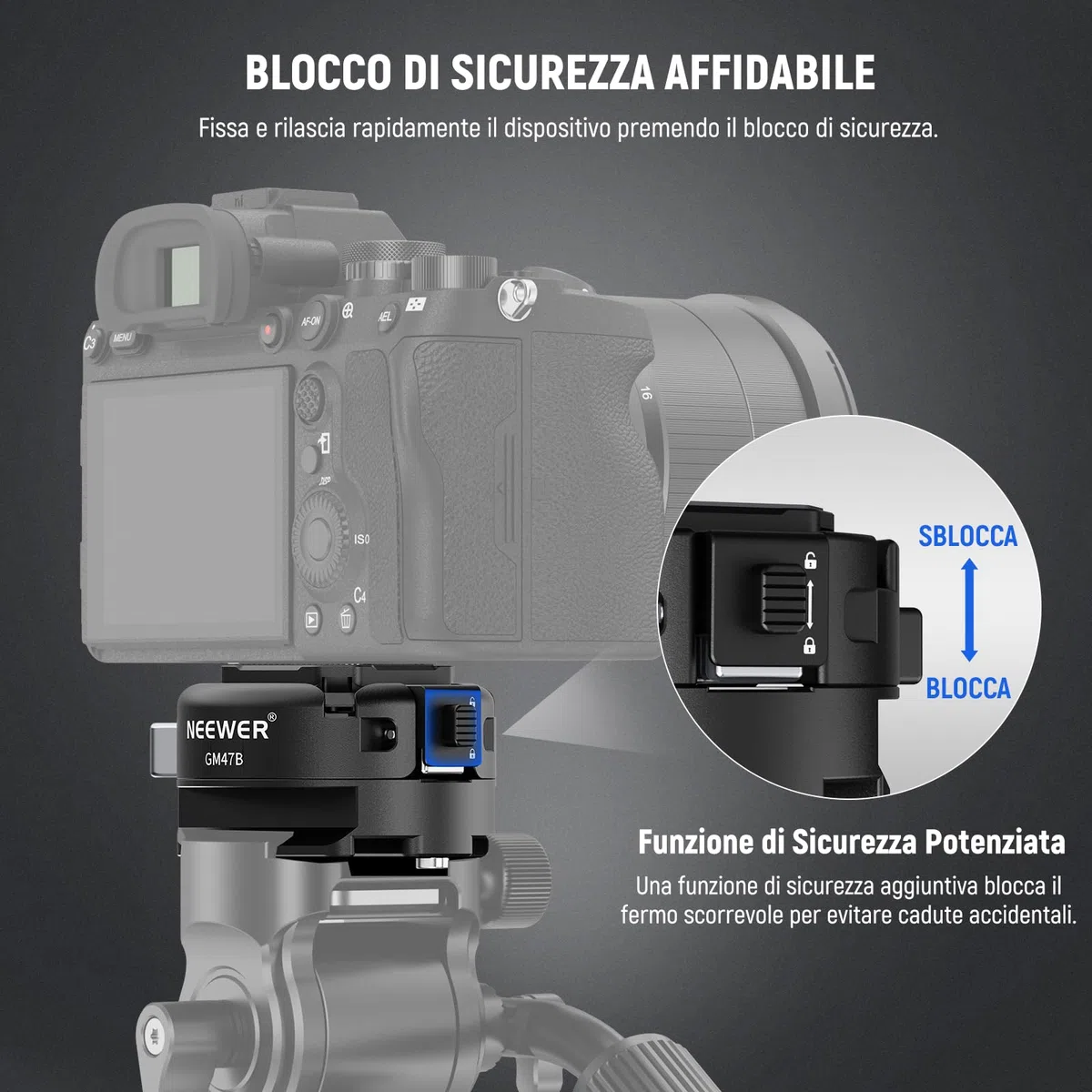 NEEWER GM47B Kit Piastra a Sgancio Rapido, Adattatore Treppiede Fotocamera QR Quadrato con Base a Morsetto Compatibile con Arca Swiss DJI Ronin RS 4 Pro RS 3 RS 2 Peak Design Capture V3 Camera Clip
